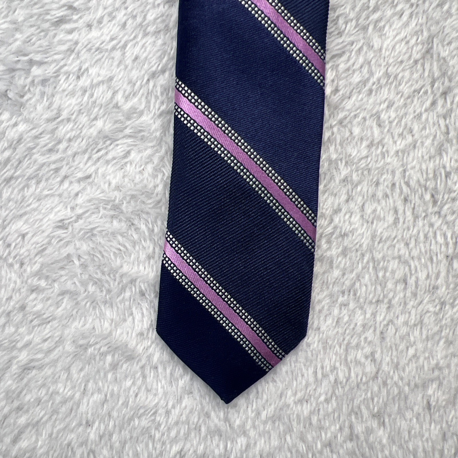 Brooks Brothers Blue Pink Stripe Mens Necktie 3.25×58” 100% Silk Made In USA