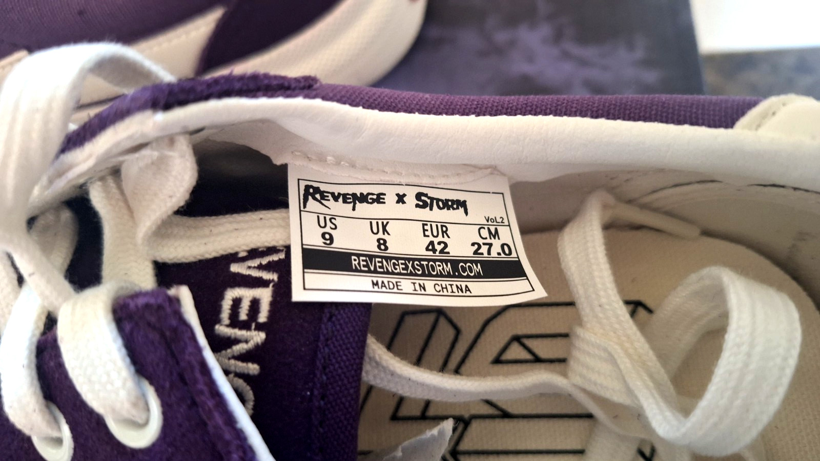 Revenge x Storm Vol. 2 Low Dark Violet White Canvas Shoes Lace Up Mens 9 NWB