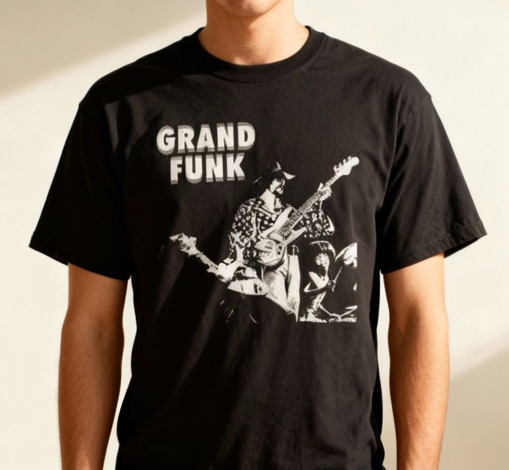 NWT Grand Funk Railroad Band In Concert Cotton Black All Size Unisex Shirt