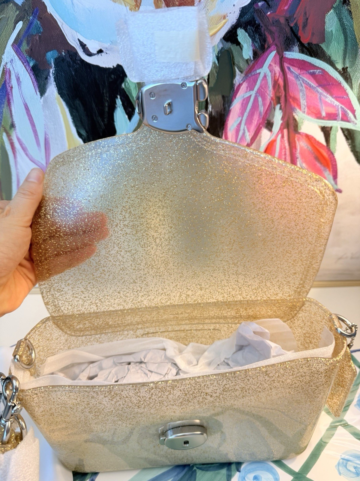 New 100% Authentic Coach Jelly Tabby Glittery Gold From the Runway Made In Italy