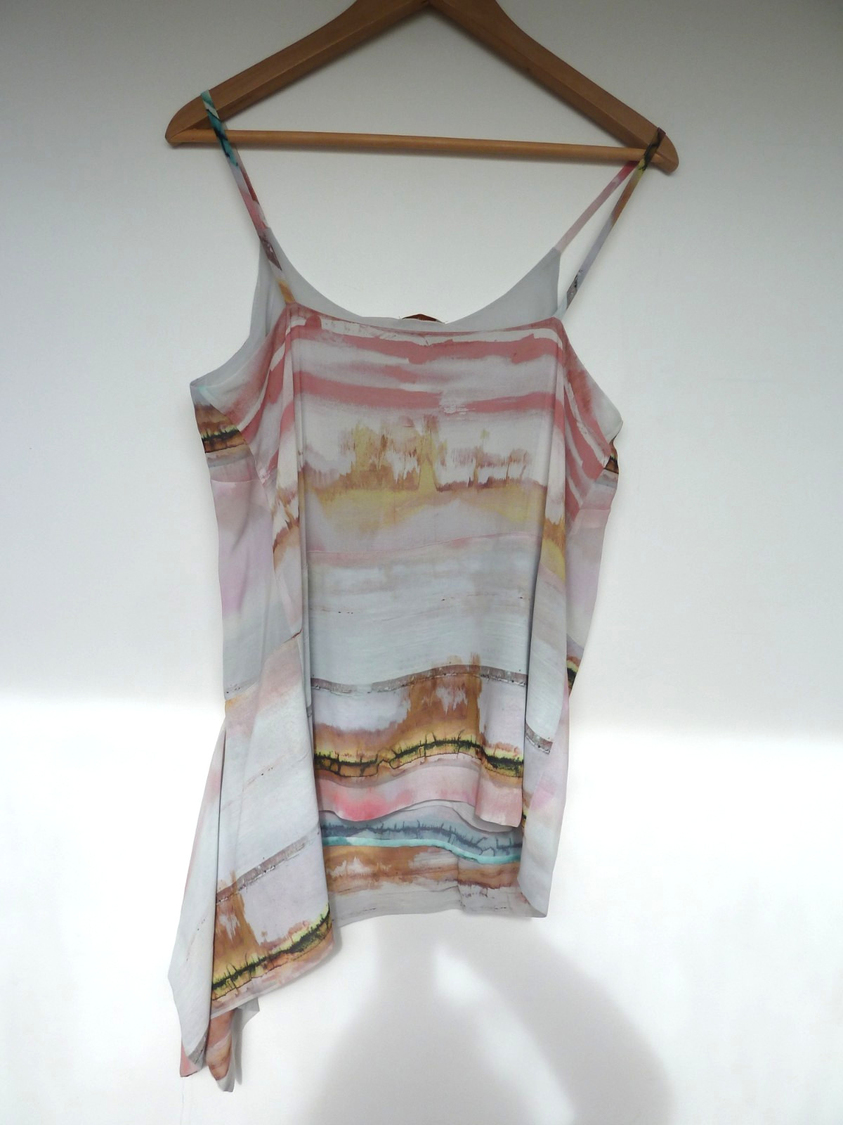 MODERN RARITY pink grey brown ABSTRACT vest cami top Size 12 BRAND NEW WITH TAG