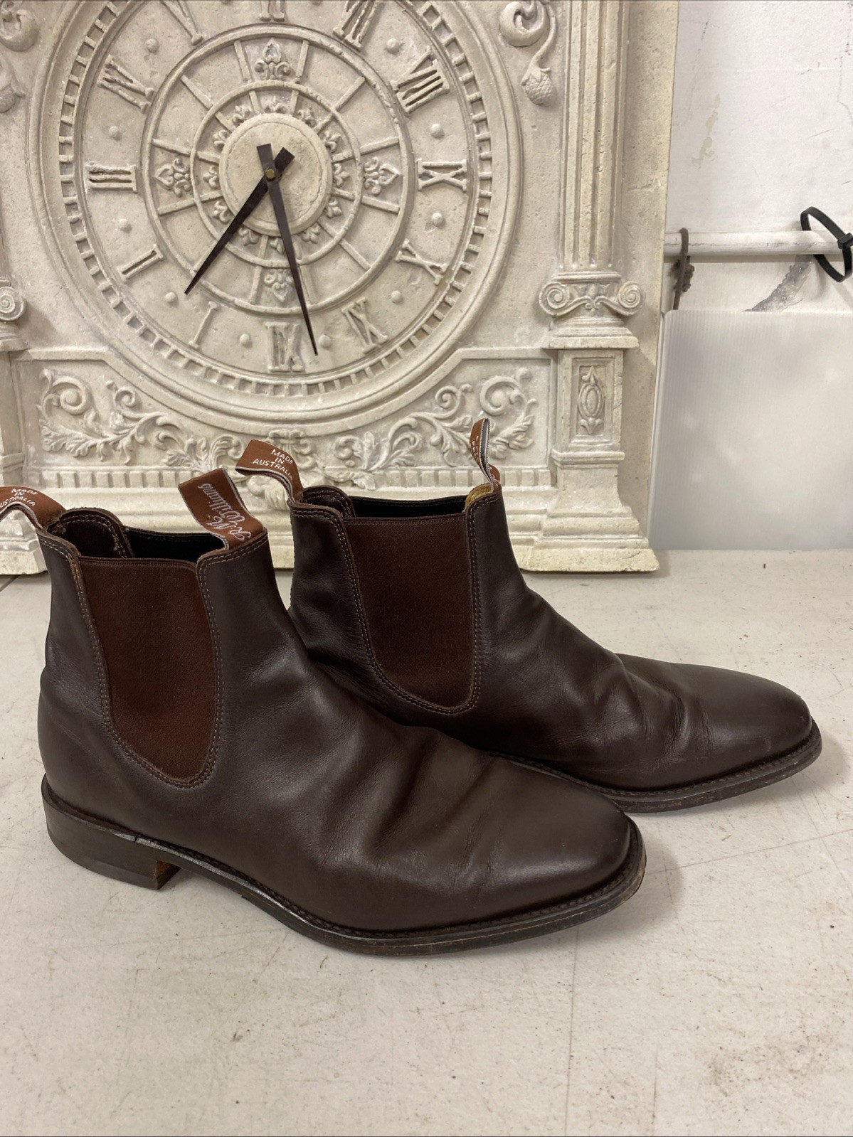 Mens RM Williams Comfort Craftsman Leather Pull On Chelsea Ankle Boots 9 1/2GCF