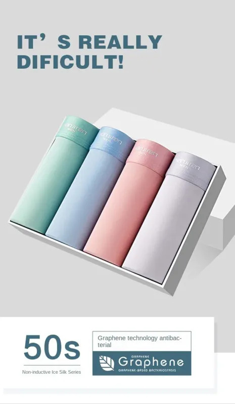 4pcs Men’s Ice Silk Boxer Shorts Underwear Breathable Thin U Convex L-6XL