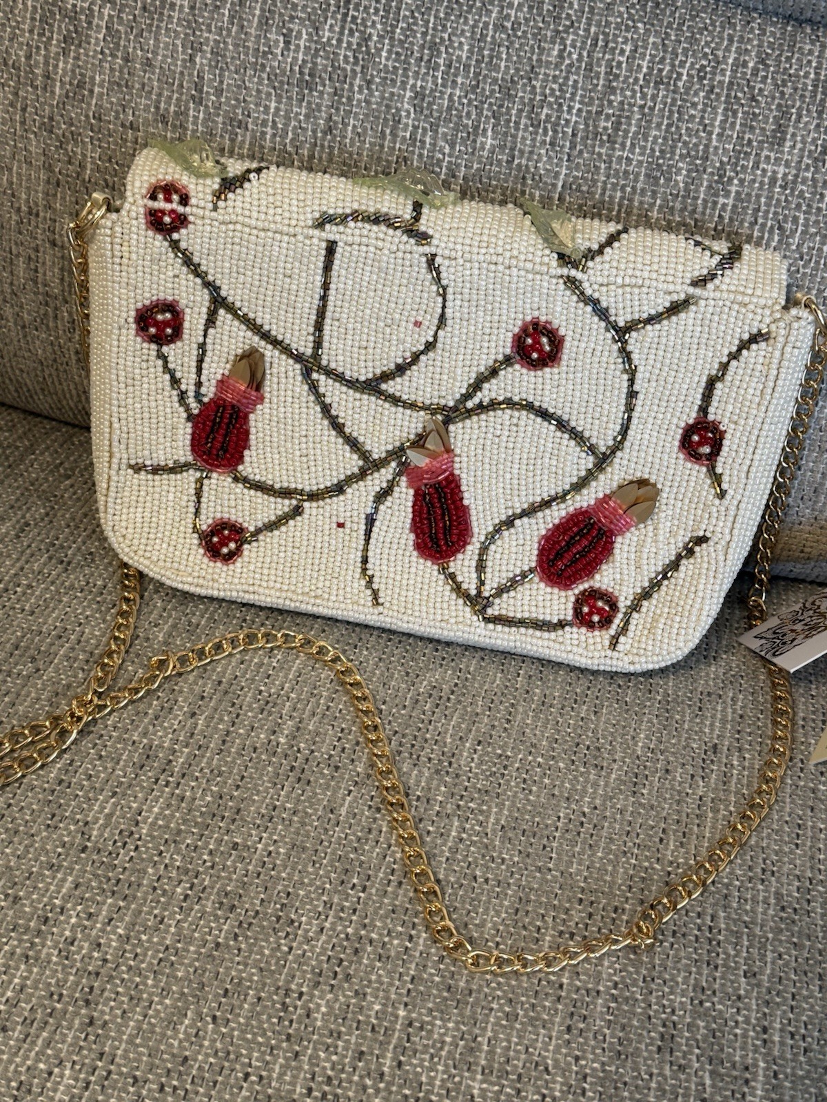 Stunning and rare Beaded Bird Crossbody Bag with Floral Sequins NWT