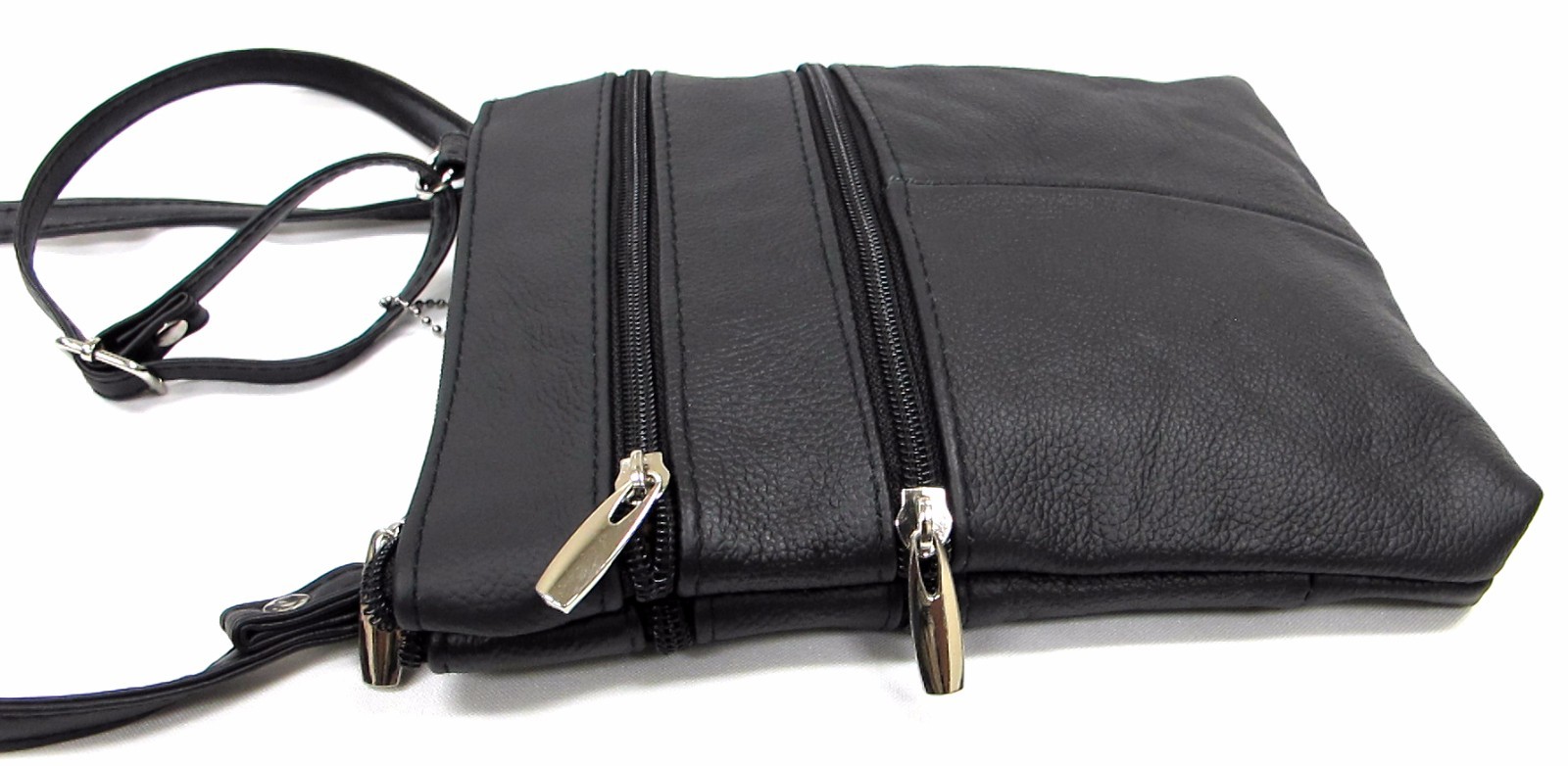 5 Zipper Pocket Genuine Leather Every Day Purse Shoulder Cross Body Slim 7 Color