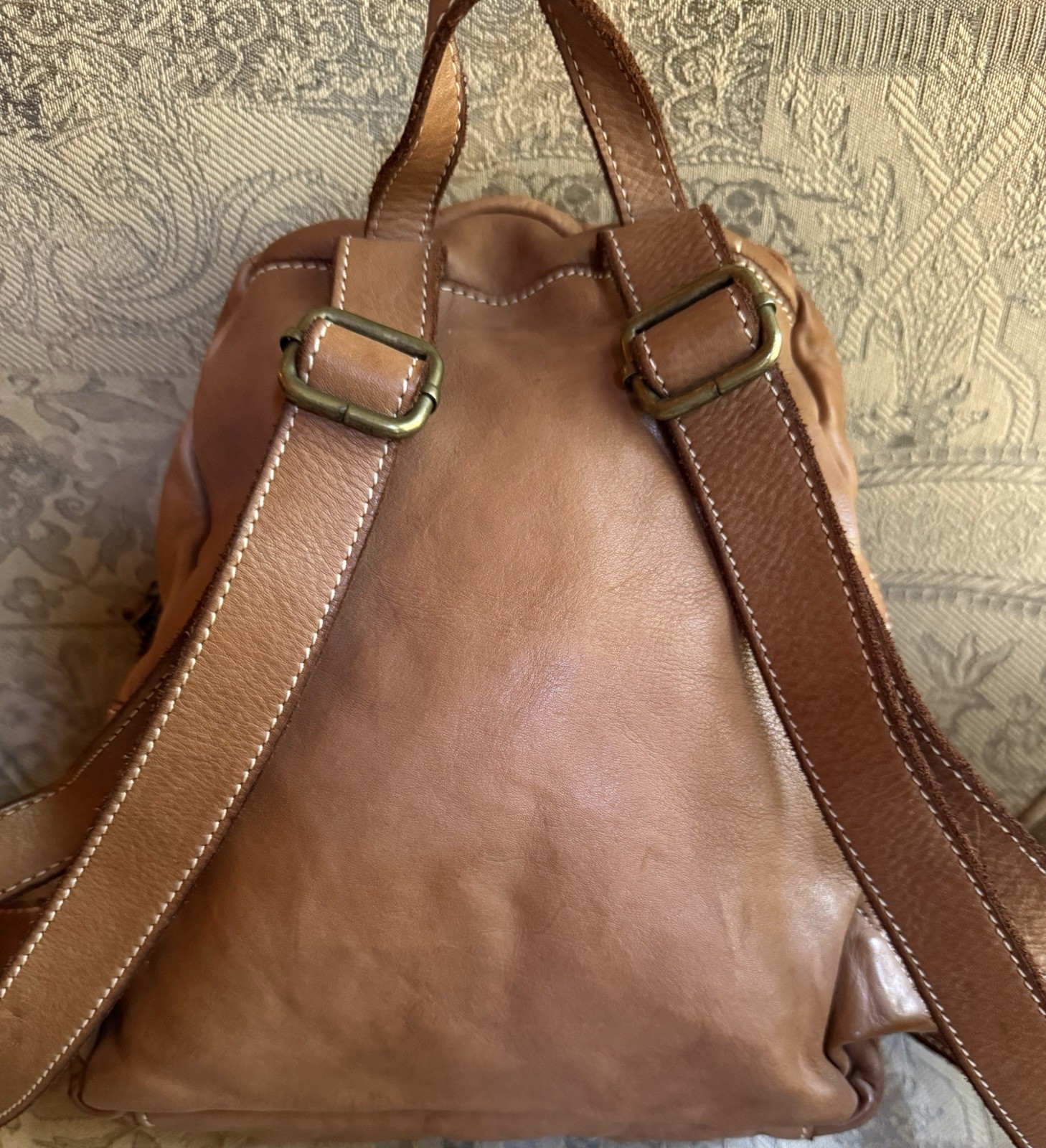 Costanza Rota Brown Genuine Leather Backpack Made In Italy