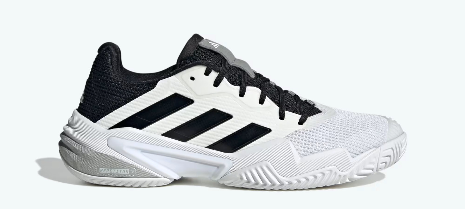 MENS ADIDAS BARRICADE 13 WHITE BLACK TENNIS WORKOUT ATHLETIC SHOES – Sz 7