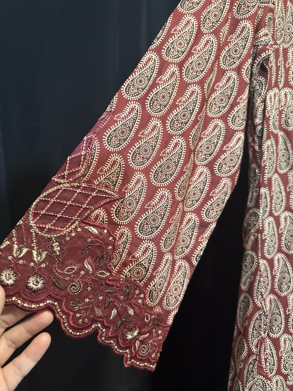 Bin Saeed Premium Lawn Cotton 3 Pc Suit-Cut Work Emb- Aline Style-M & L – $42