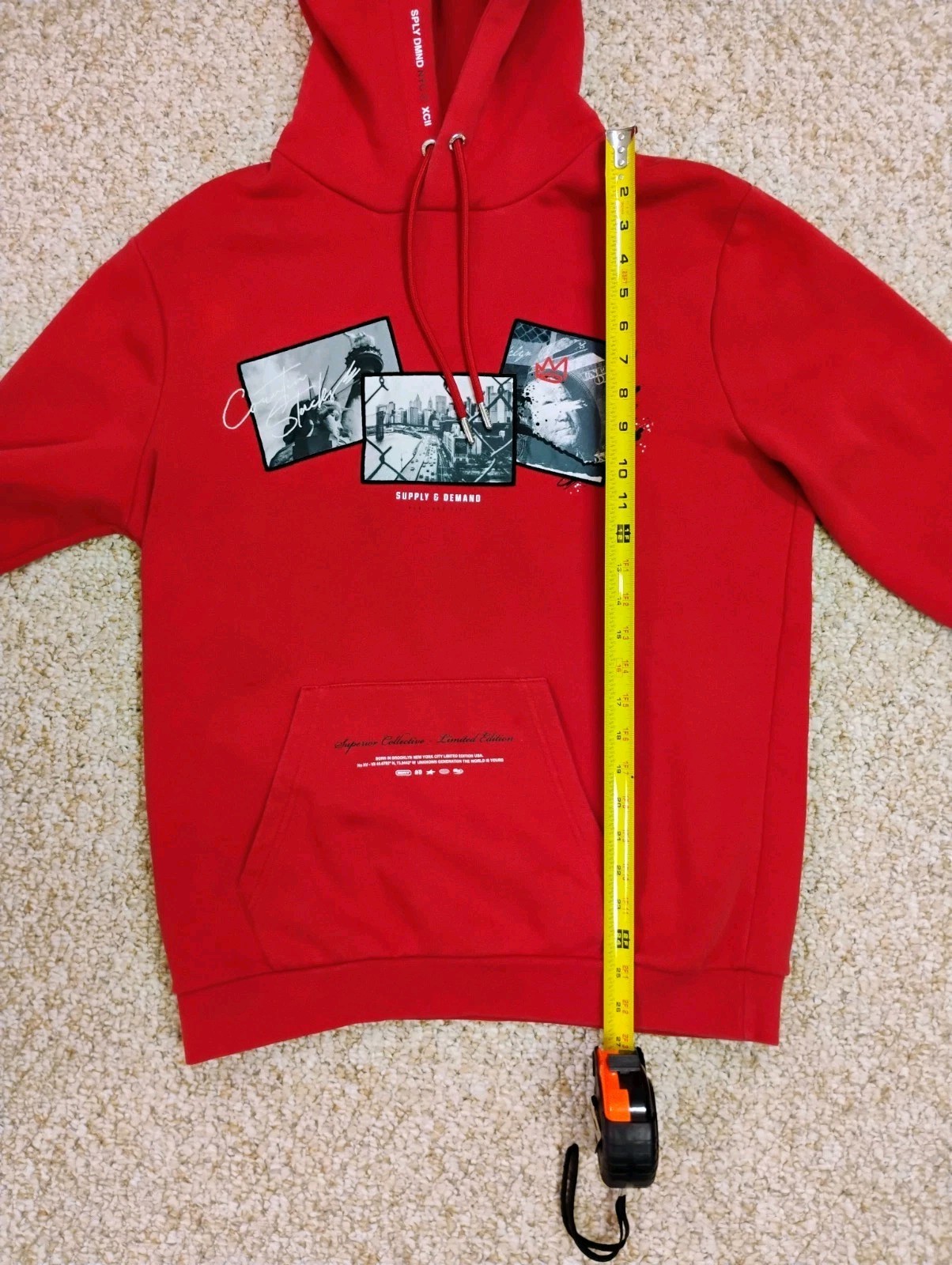 Supply & Demand Red Hoodie NY Superior Collective Graphic Streetwear Red Men Med