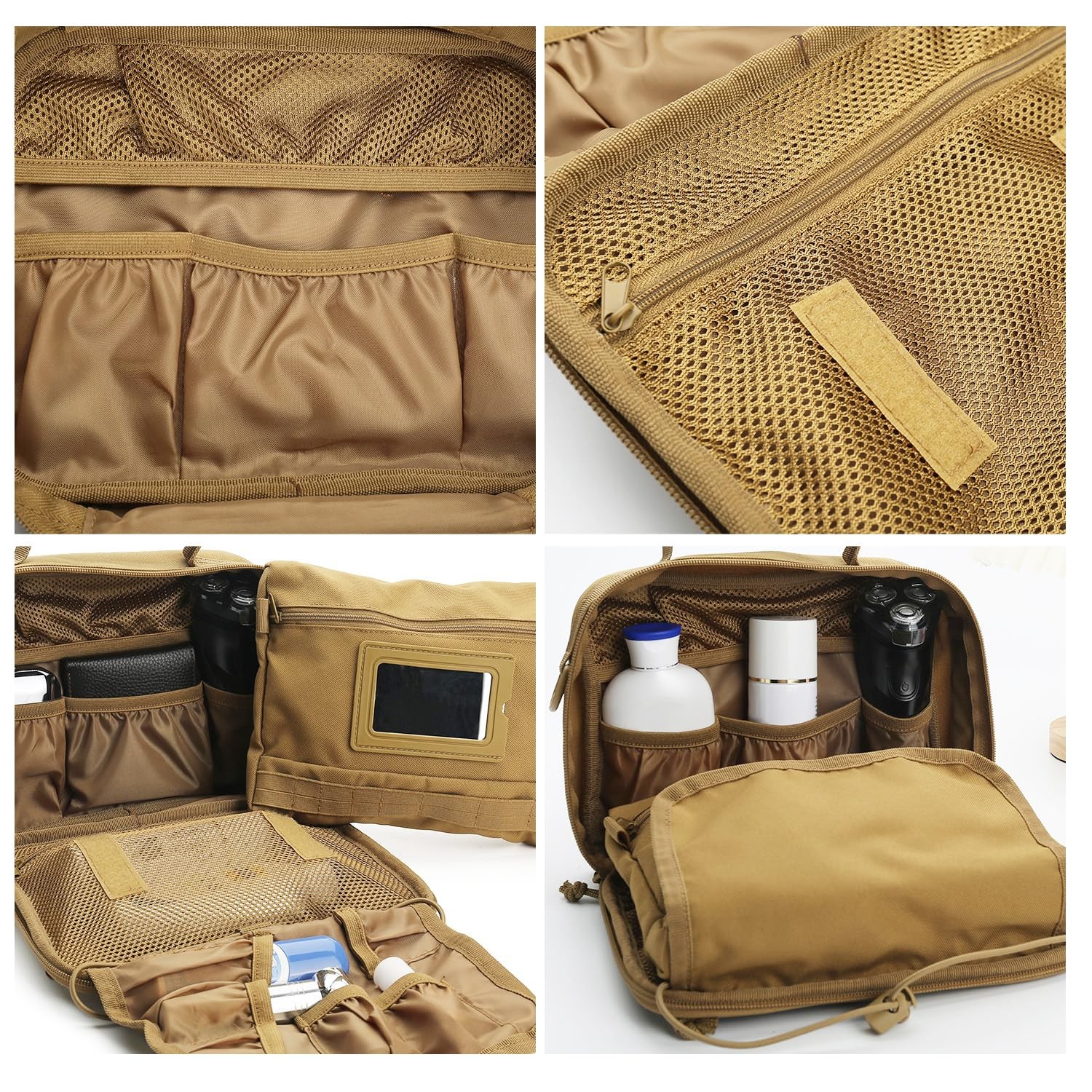 SMONT Tactical Toiletry Bag for Men Travel, 9.5 x 7.9 x 2.7 inches, Brown