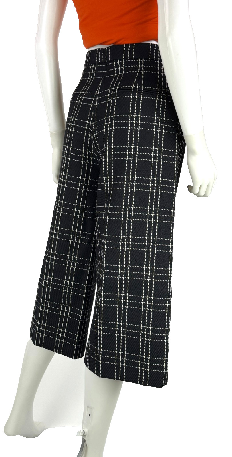 $2K Christian Dior New Black White Wool Dress Pants 4 6 US 40 IT S Culottes Auth