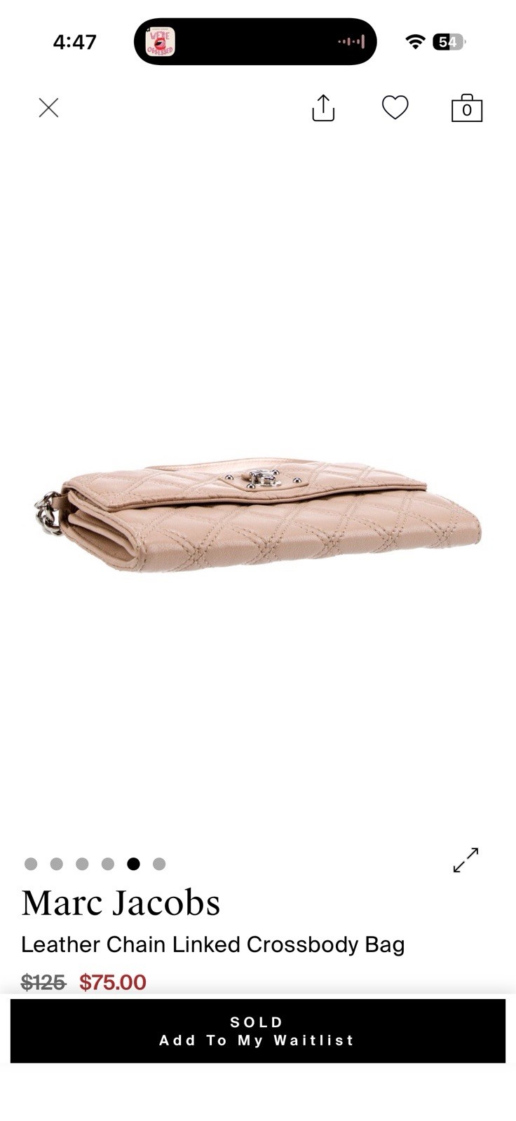 Marc Jacobs Quilted Crossbody Bag Pink Silver Chain Strap Detachable Turn Lock