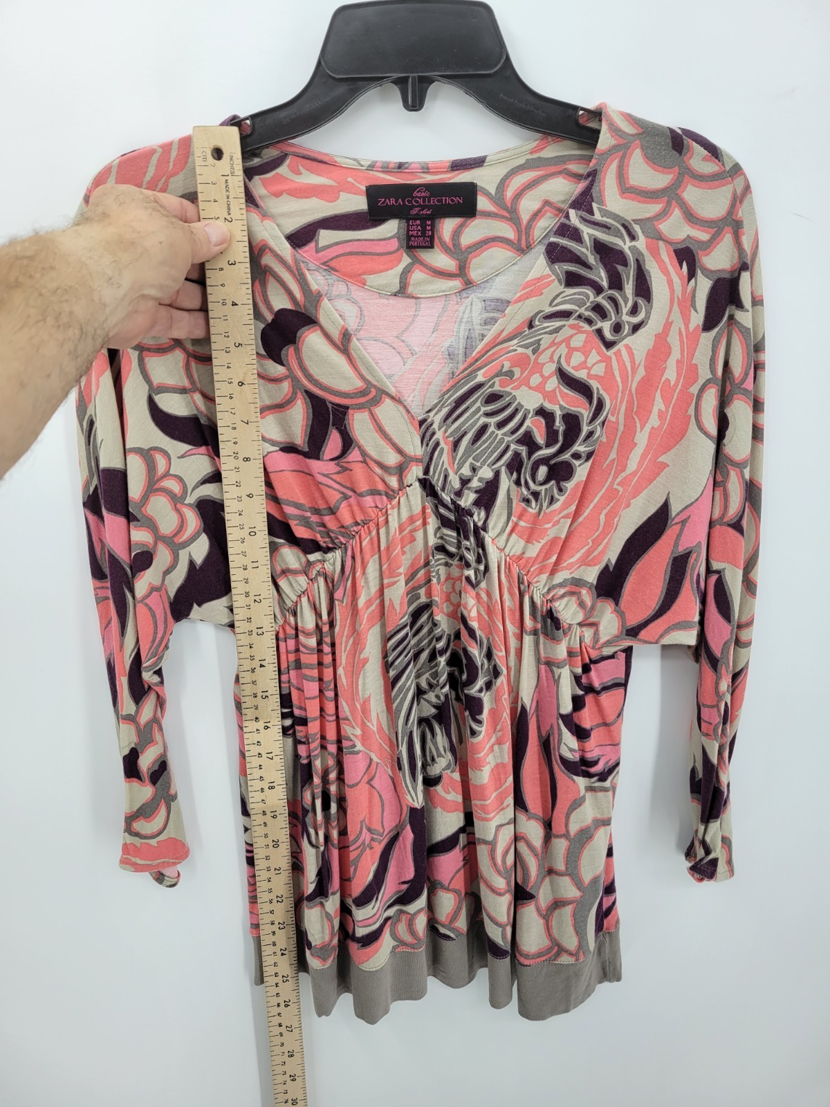Zara Collection Top Womens Medium Pink Tan Black Artsy Knit Pullover Boho