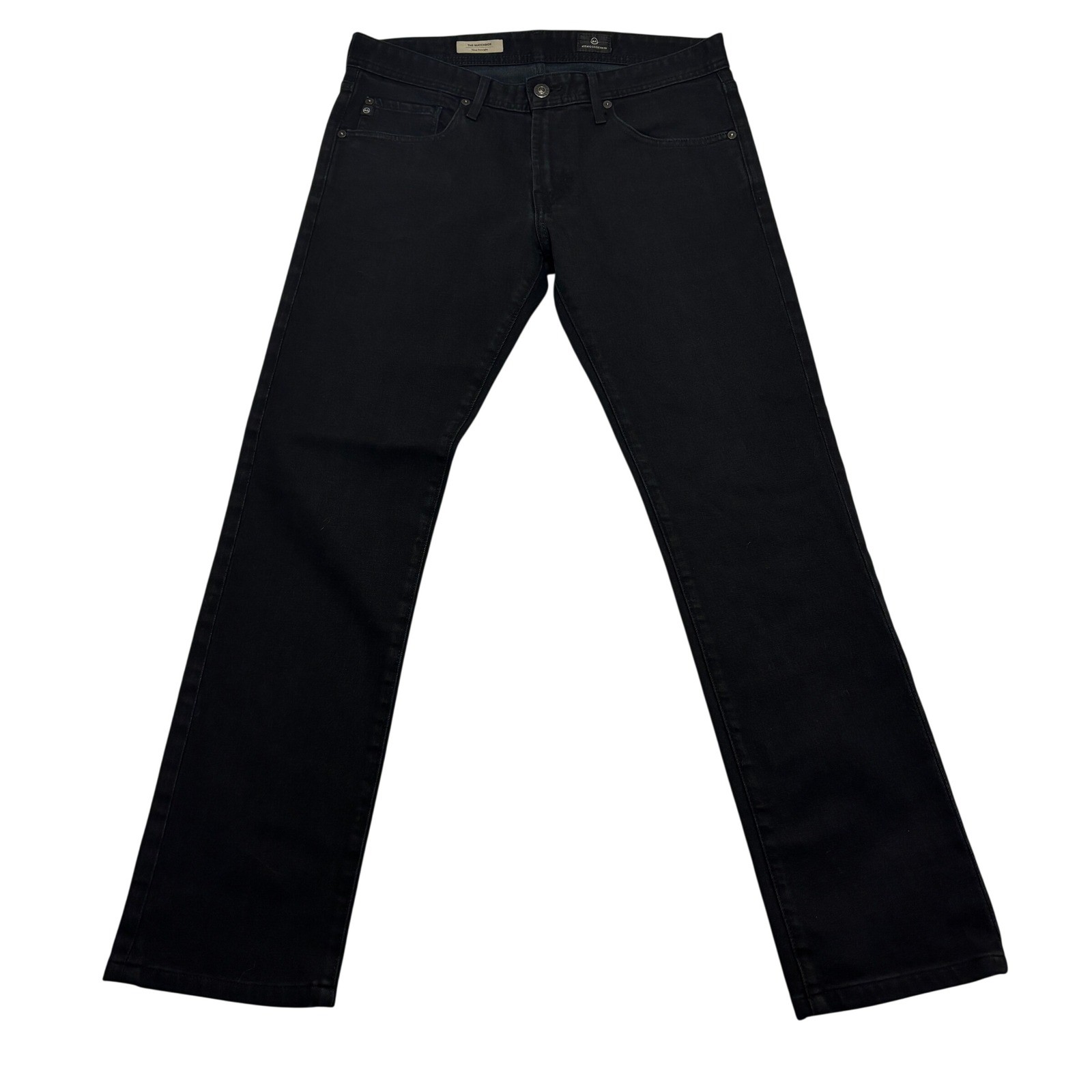 AG Adriano Goldschmied Matchbox Slim Straight Black Jeans Men 31×34 Actual 31×29