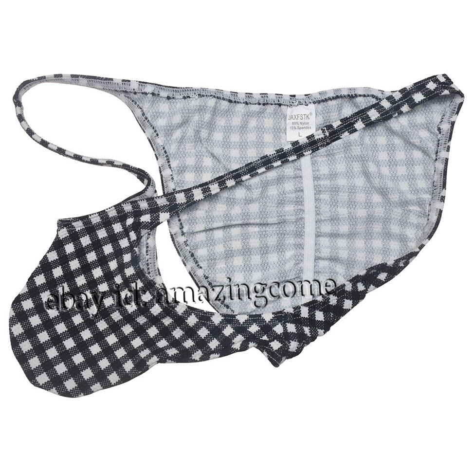 Sexy Mens Air Bubble Knitted Fabric Cheeky Briefs Underwear String Bikini Briefs
