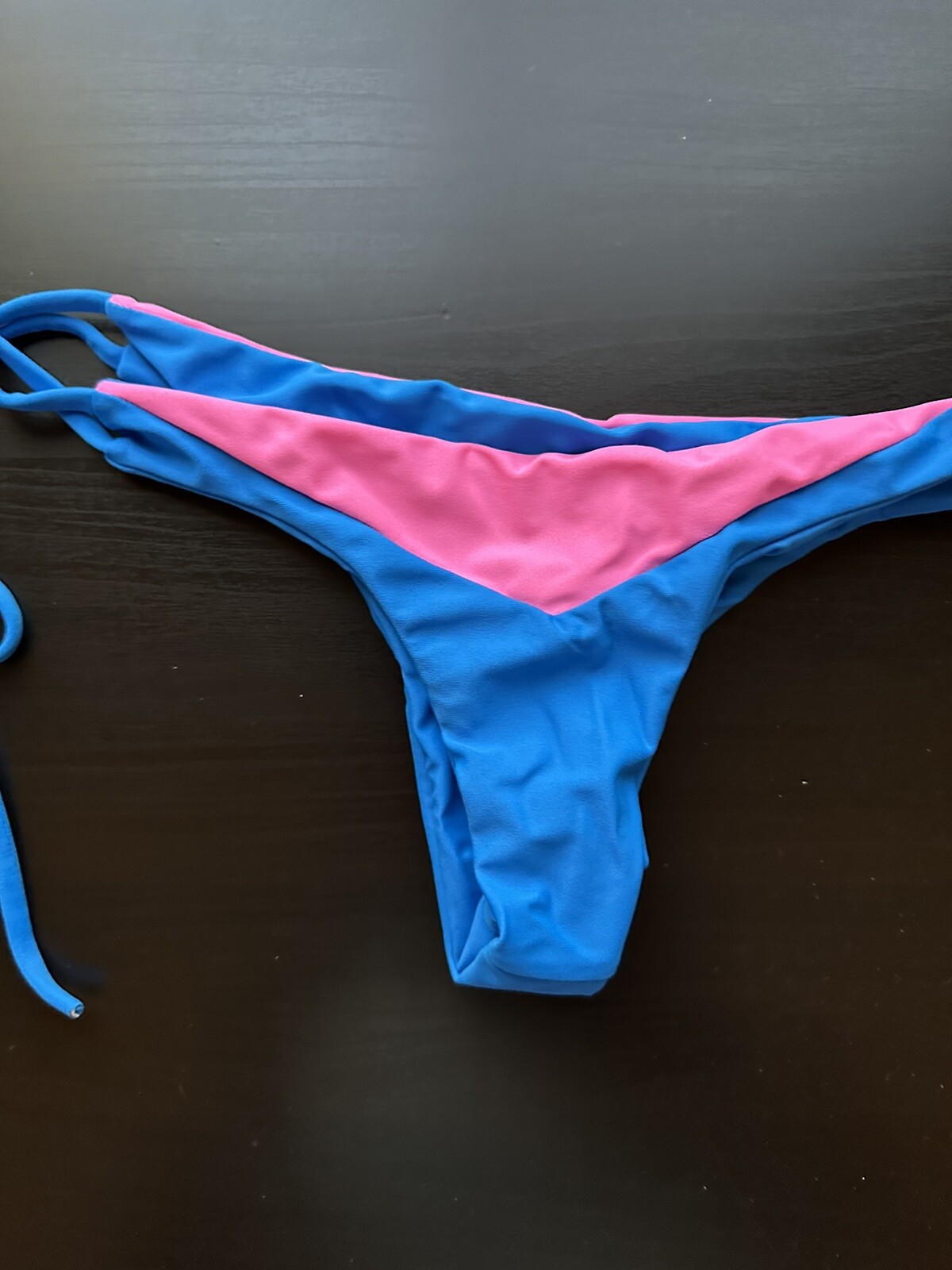 CAMI AND JAX Elizabeth Bikini Bottom in Blue Cina & Fuschia Side Tie size Large