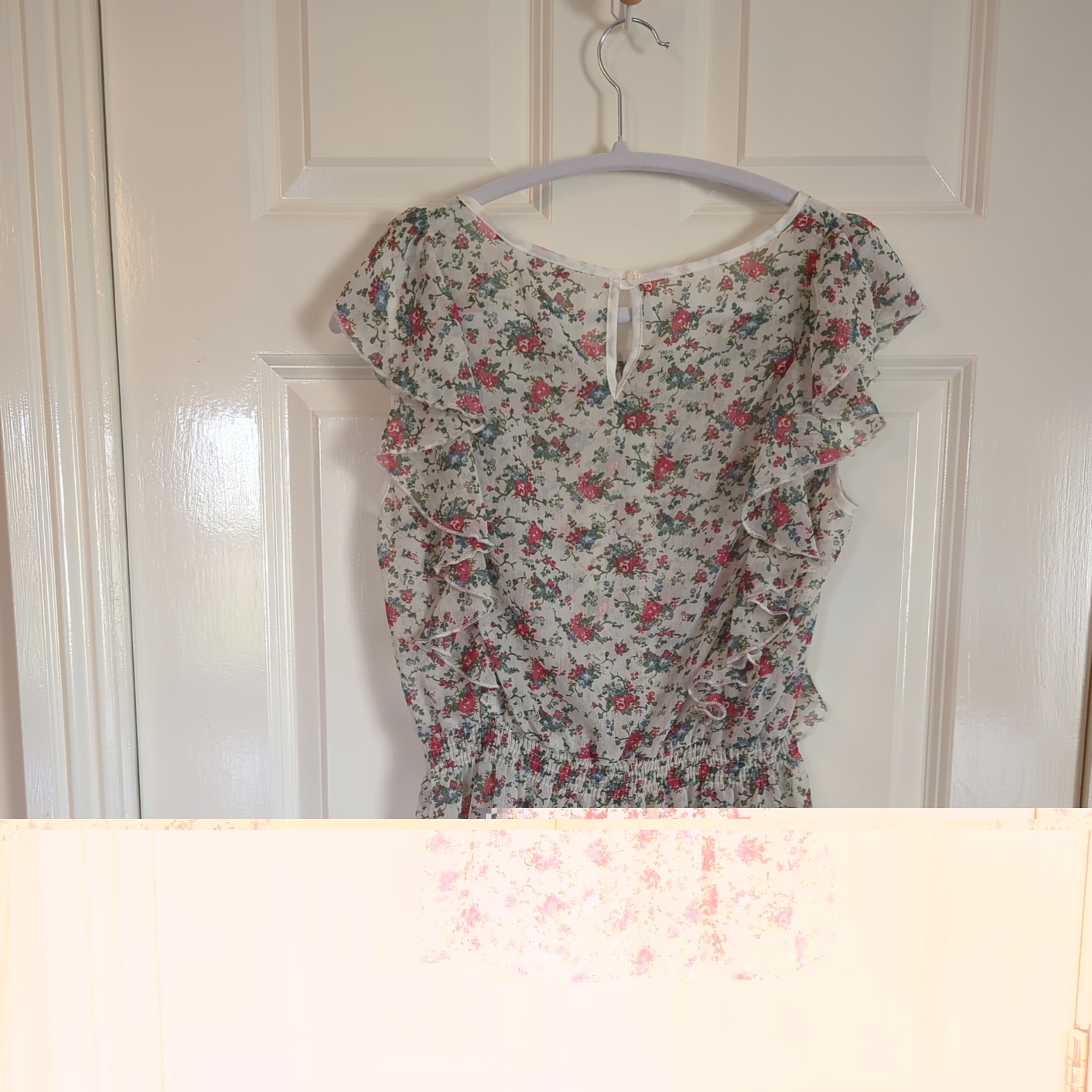 Debenhams Red Herring sheer chiffon floral rufle top UK10 Y2k whimsy floaty