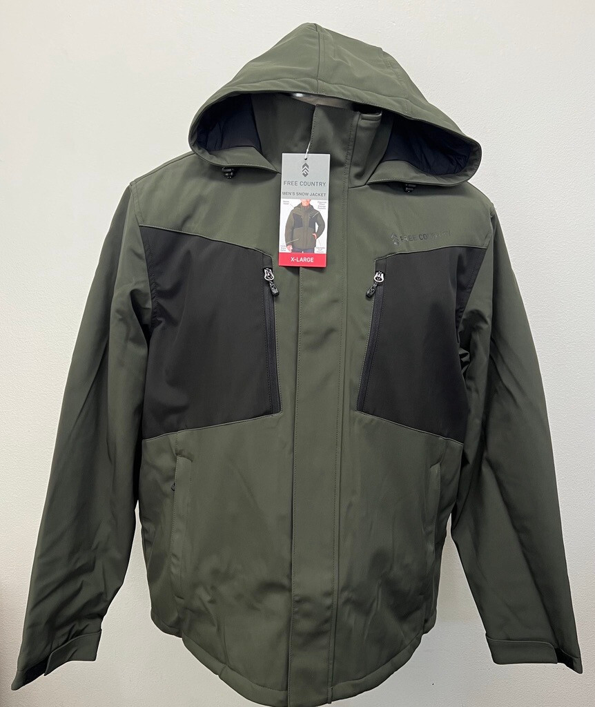 Free Country Men’s Thermo Softshell Tricot Backing Olive Snow Jacket Size XL