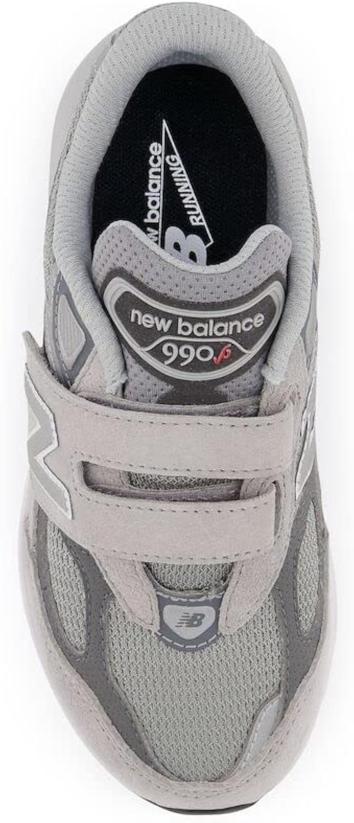 New Balance Boy’s 990 V6 Hook and Loop Sneaker, Grey/Silver, 6.5 X-Wide Toddler