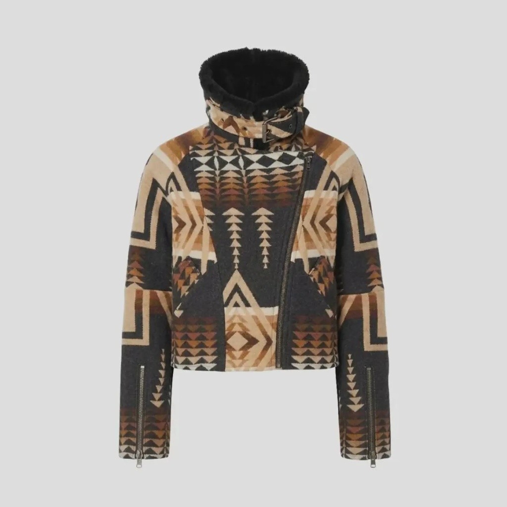 Women’s Western Aztec Print Wool Aviator Jacket: Beth Dutton Kelly Style Bomber