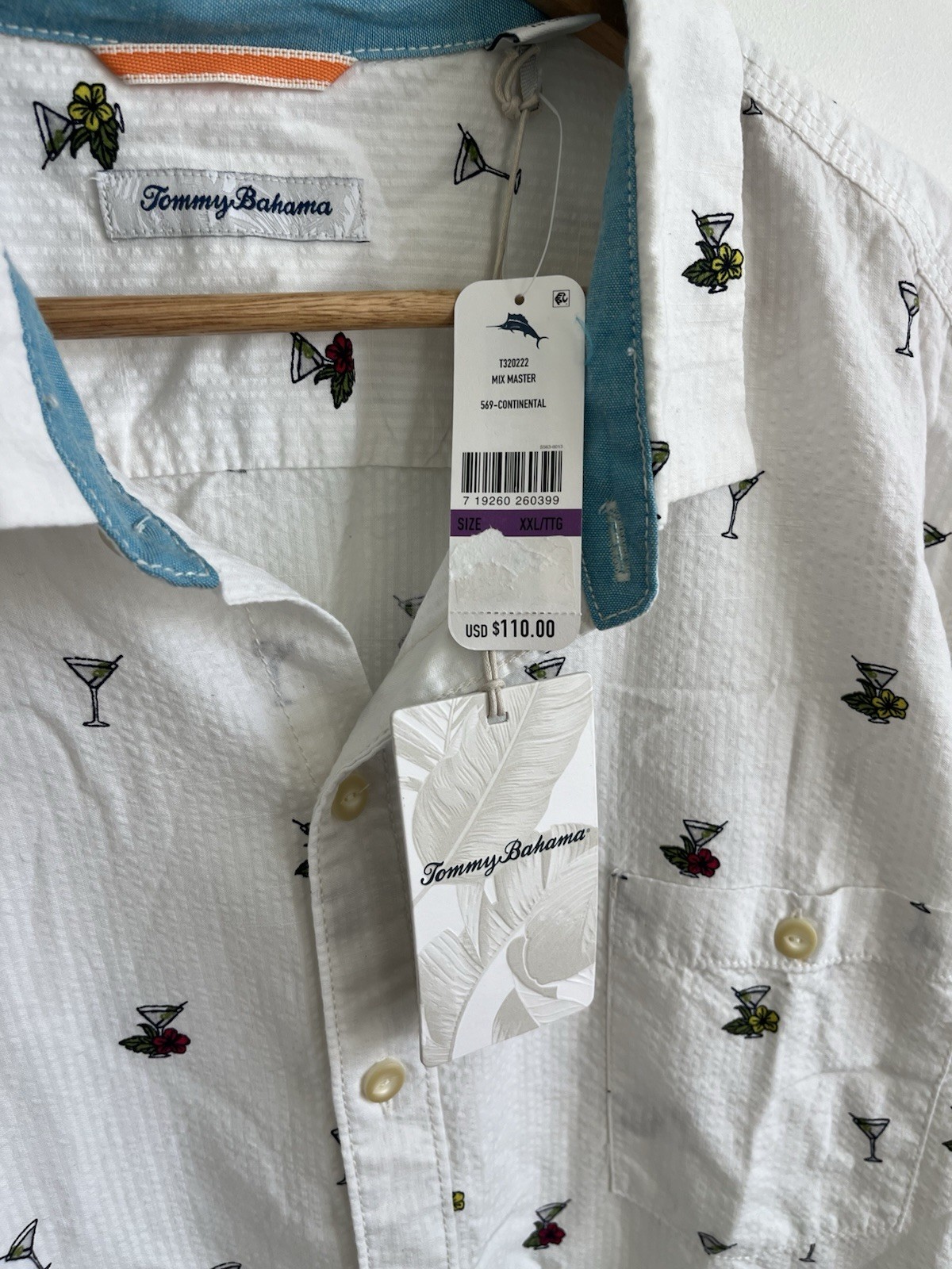 NWT Tommy Bahama Martini Print Button Front Shirt Mens 2XL Hawaiian Camp $110
