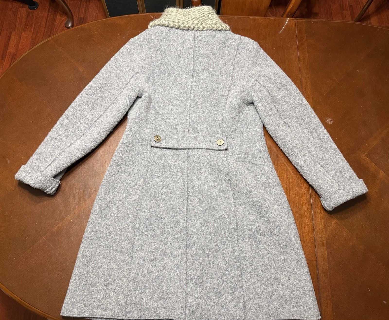 Geiger Austria 38 Boiled Wool Car Coat Gray Jacket Pockets Zip Up Toggle Button