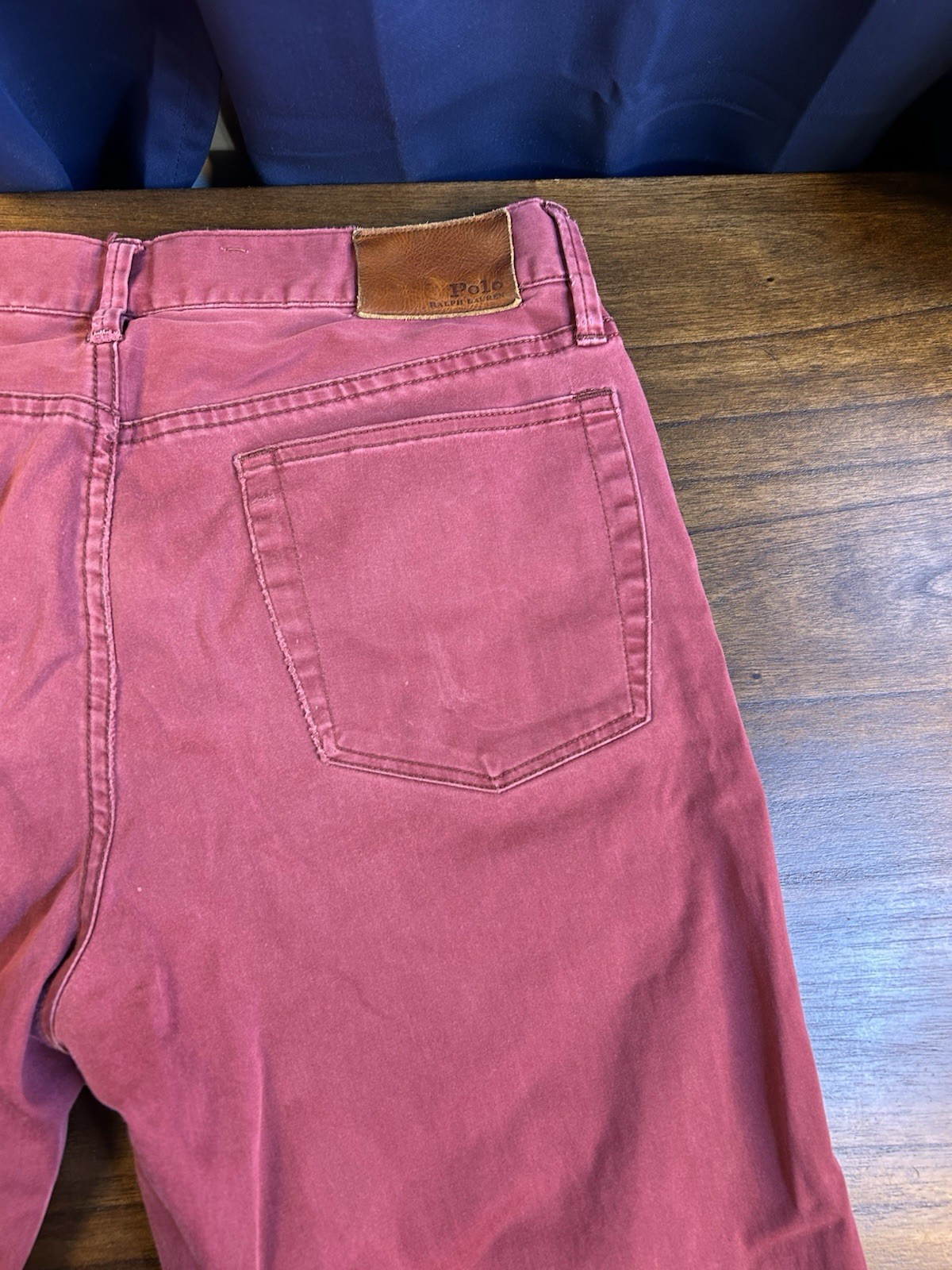 Men’s Maroon Denim Stretch Straight Fit Button Zip Fly Jeans Pant Size W32 L32