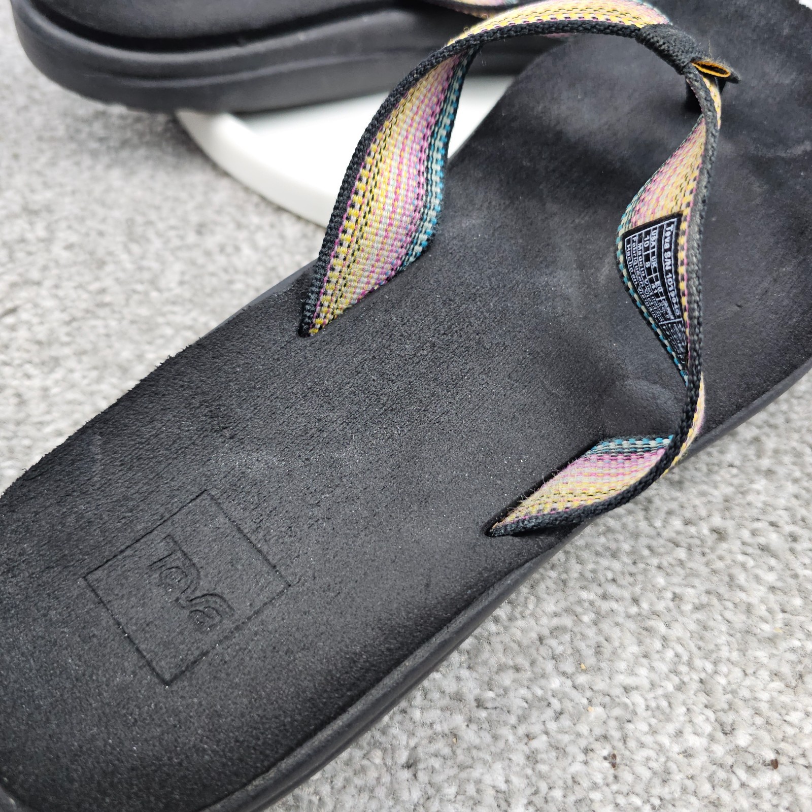 Teva Womens Voya Flip Flops Antiguous Black Multi Color Straps Size 10 US