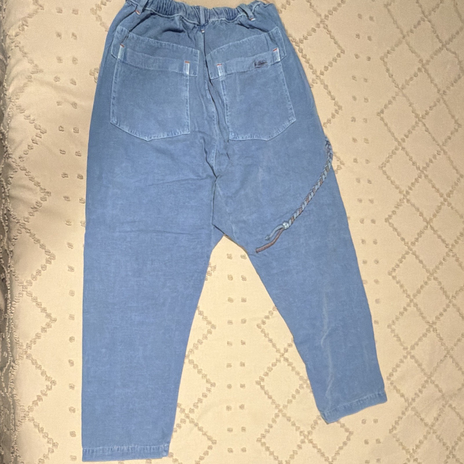 Dr. Collector Women’s Blue Cotton Linen Jogger Pants Pockets Drawstring S