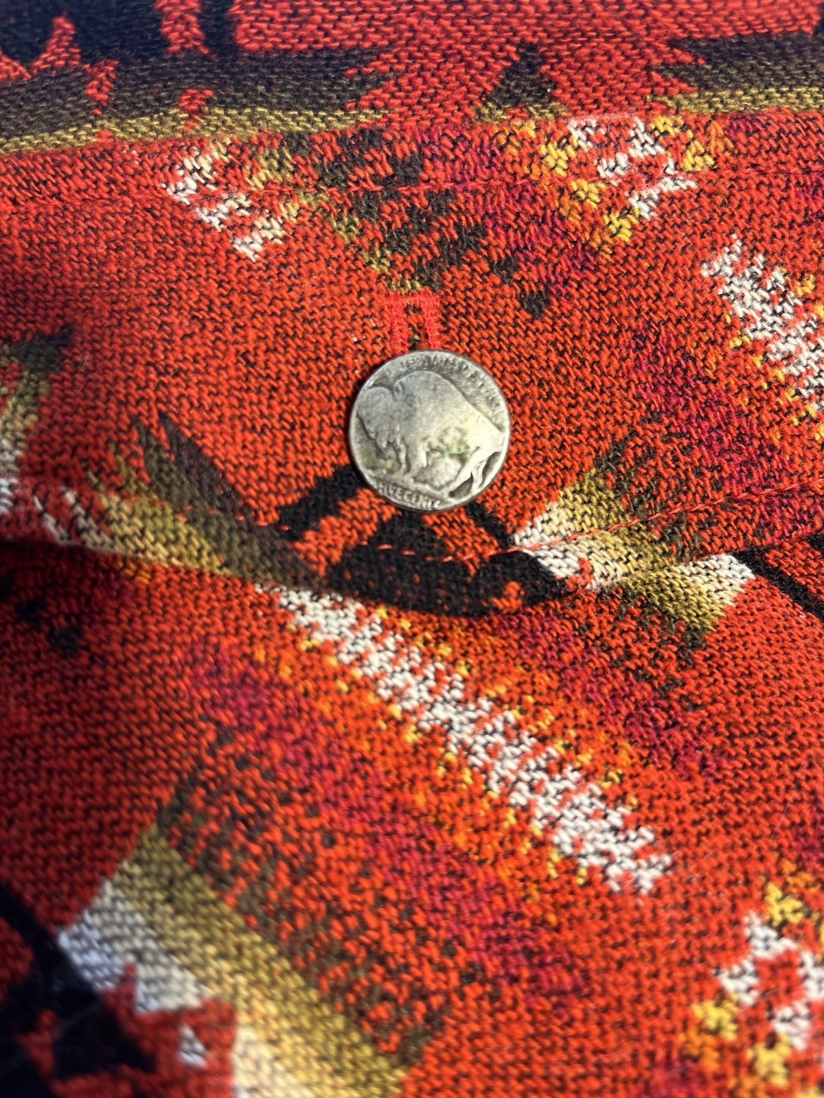 Pendleton Chief Joseph XXXL Wool Blend Button-Up Red Geometric Pockets