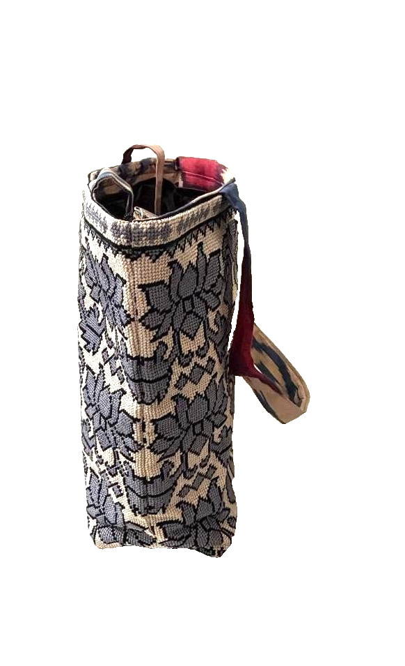 TOP QUALITY CROSS STITCHED HAND EMBROIDERED UZBEK SILK TOTE BAG