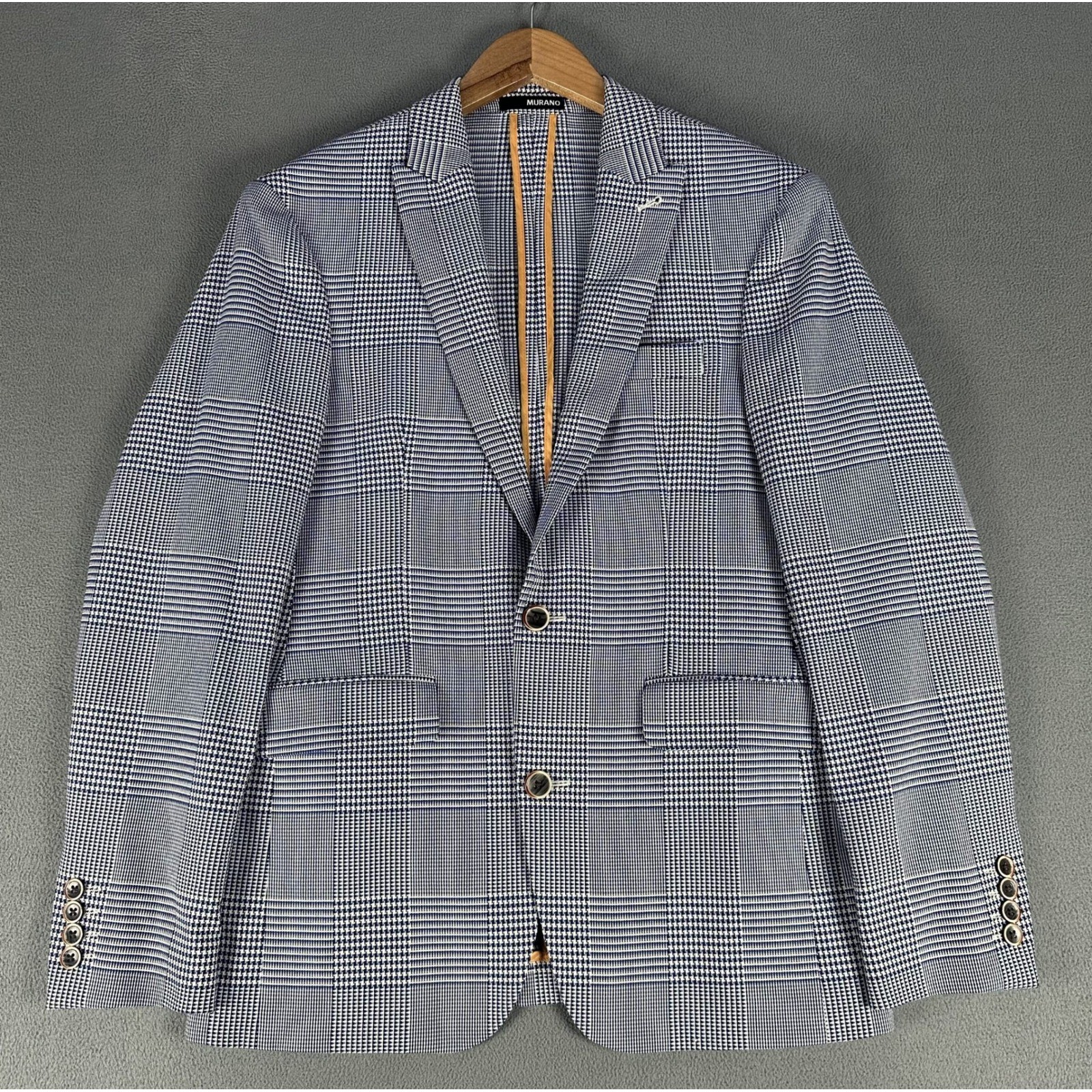 Murano Blazer Jacket Mens Small Blue Houndstooth Slim Fit Galapagos Nautical