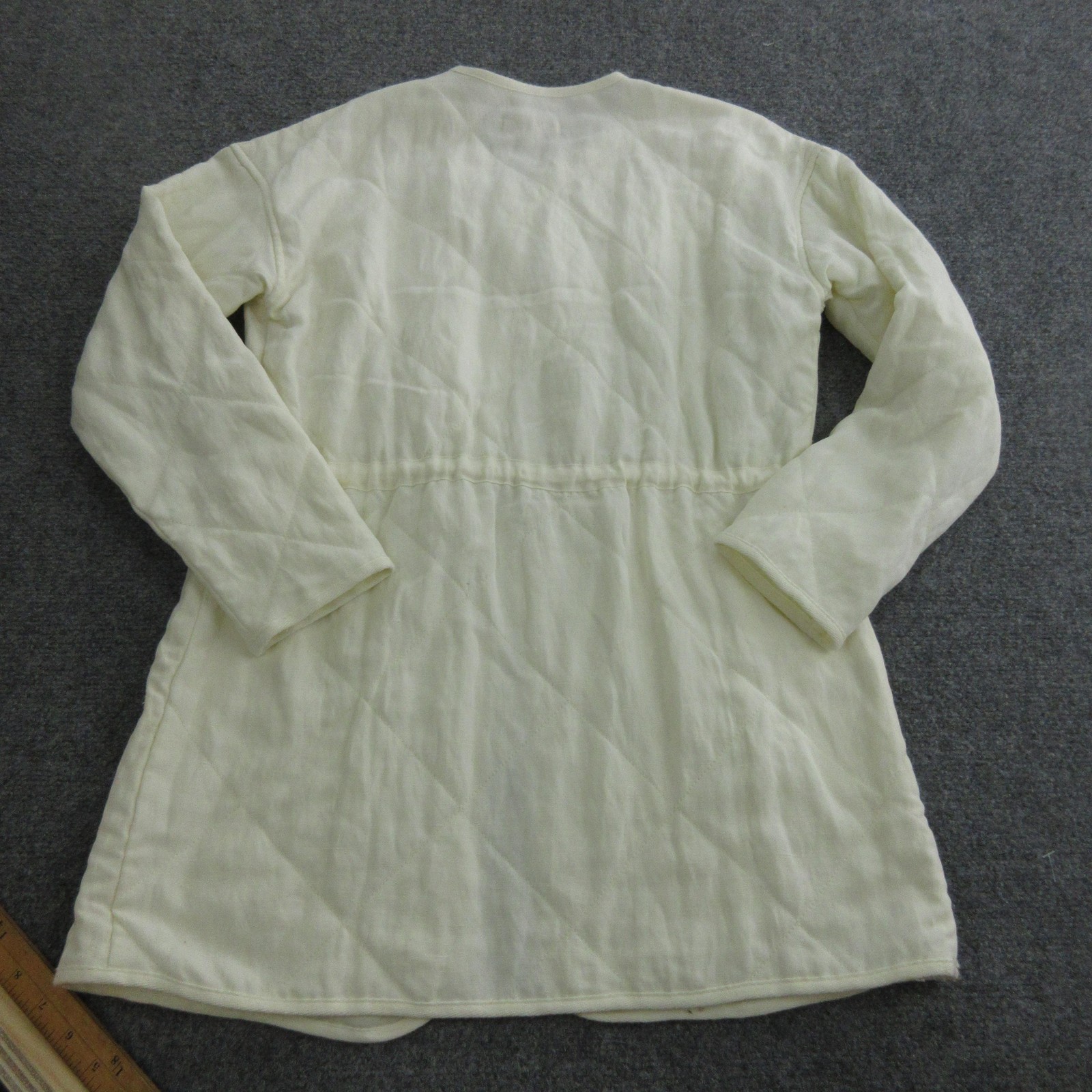 Marine Layer Coat Womens XS White Quilted Belted Collarless Lined Button Front