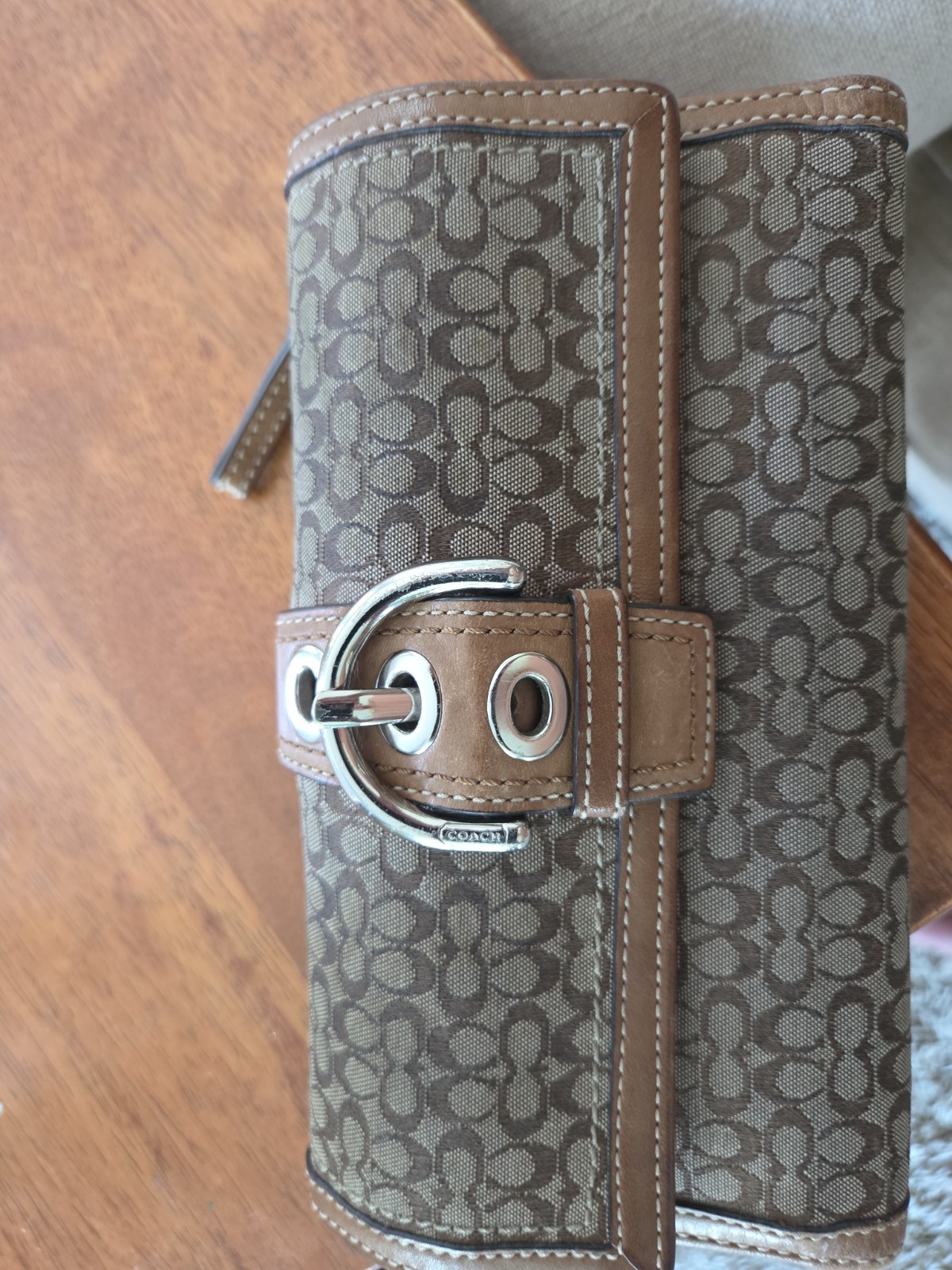 Coach Soho Signature monogram wallet Canvas Leather Buckle Snap Long