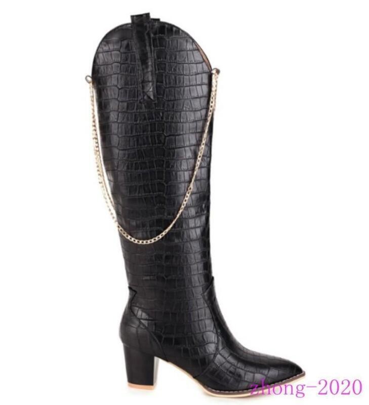 Fashion Womens Alligator Pattern Knee High Boots Dress Club Casual Formal Shoes
