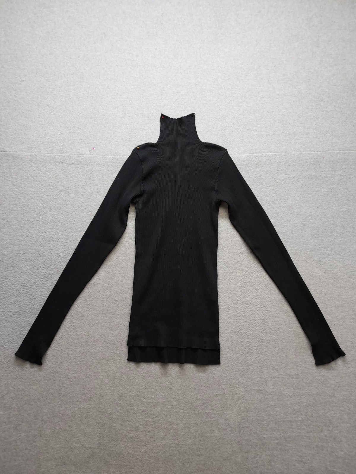 Auralee Women Sweater 1 Black 100% Cotton Turtleneck Long Sleeve Ribbed Casual