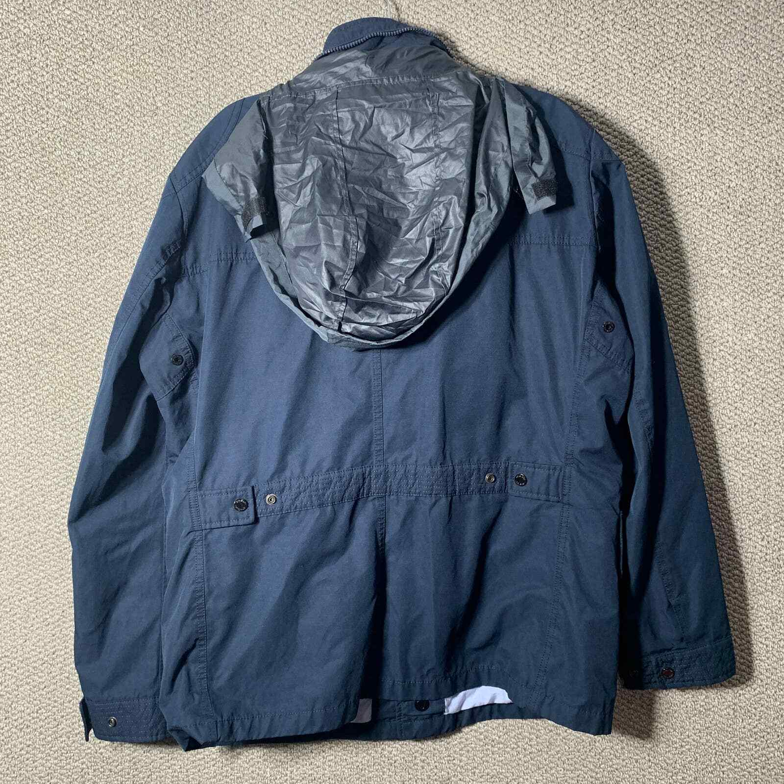 Strellson Mens Jacket Size 56 Blue Master-W Snap Full Zip Hooded Pockets Outdoor