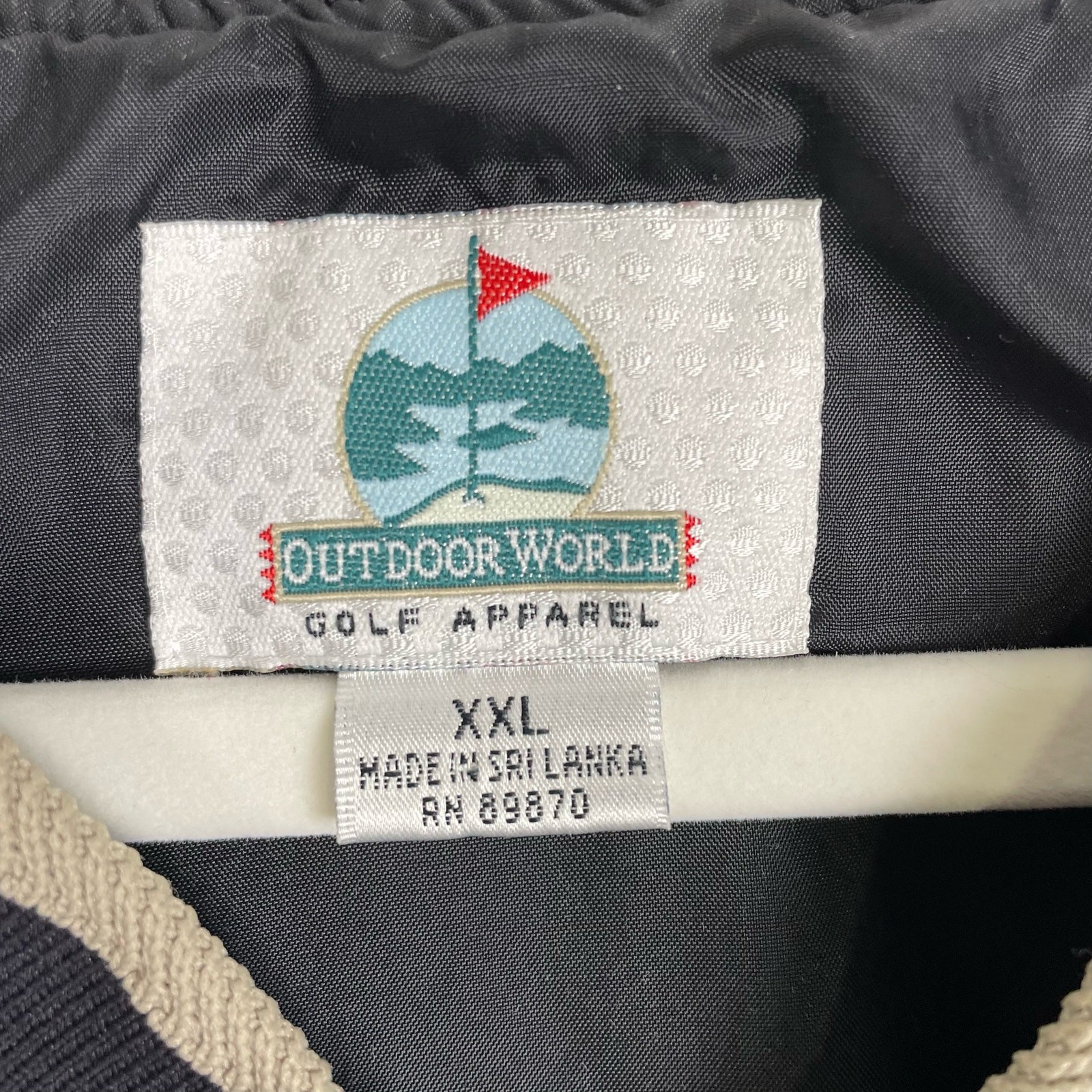 Vintage 90s Outdoor World Golf Windbreaker Jacket Pullover Mens XXL Black Retro