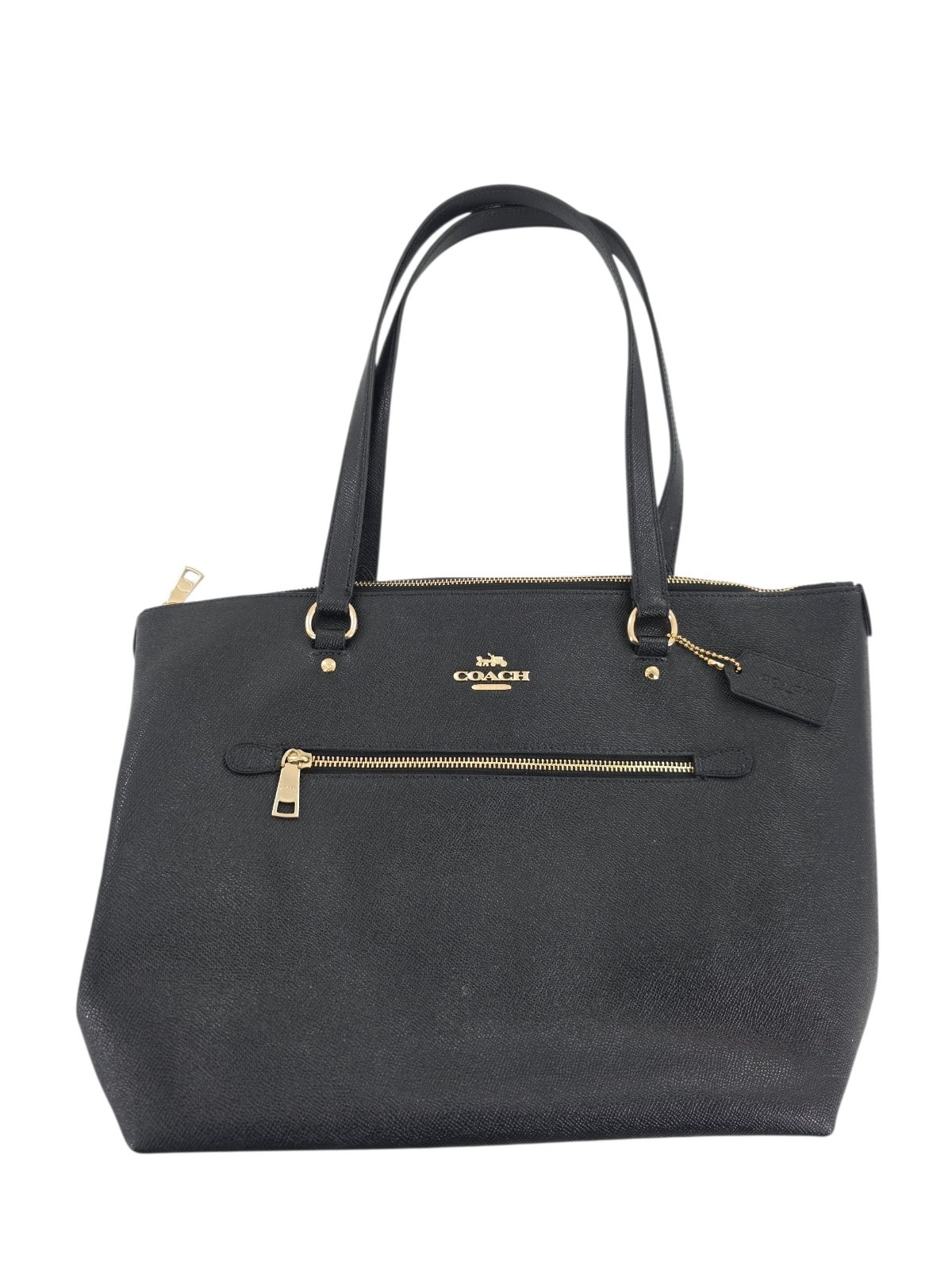 Coach Black Gallery Tote Shoulder Bag Purse Crossgrain Leather F79608 Classic