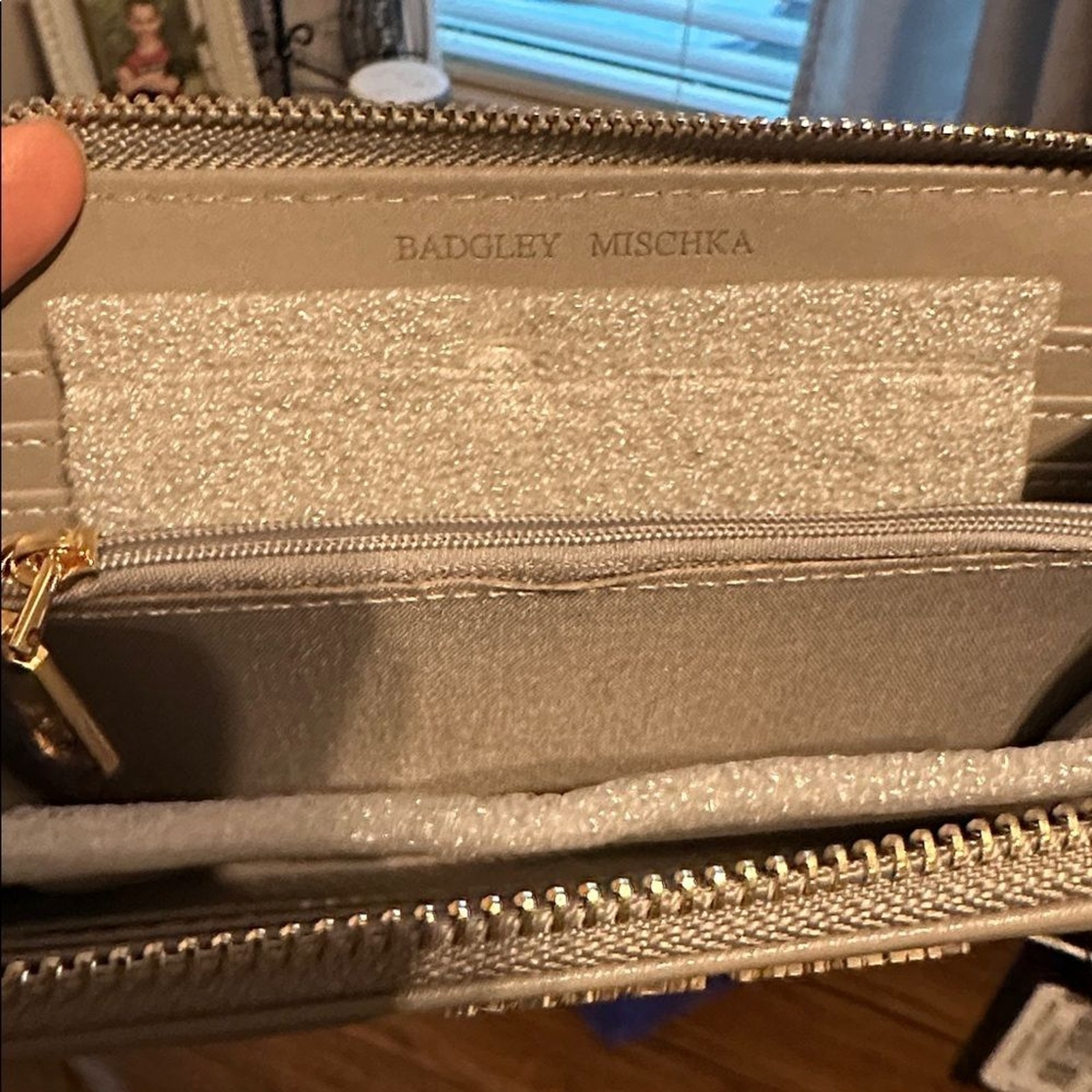 NWT Badgley Mischka Taupe Studded Wristlet
