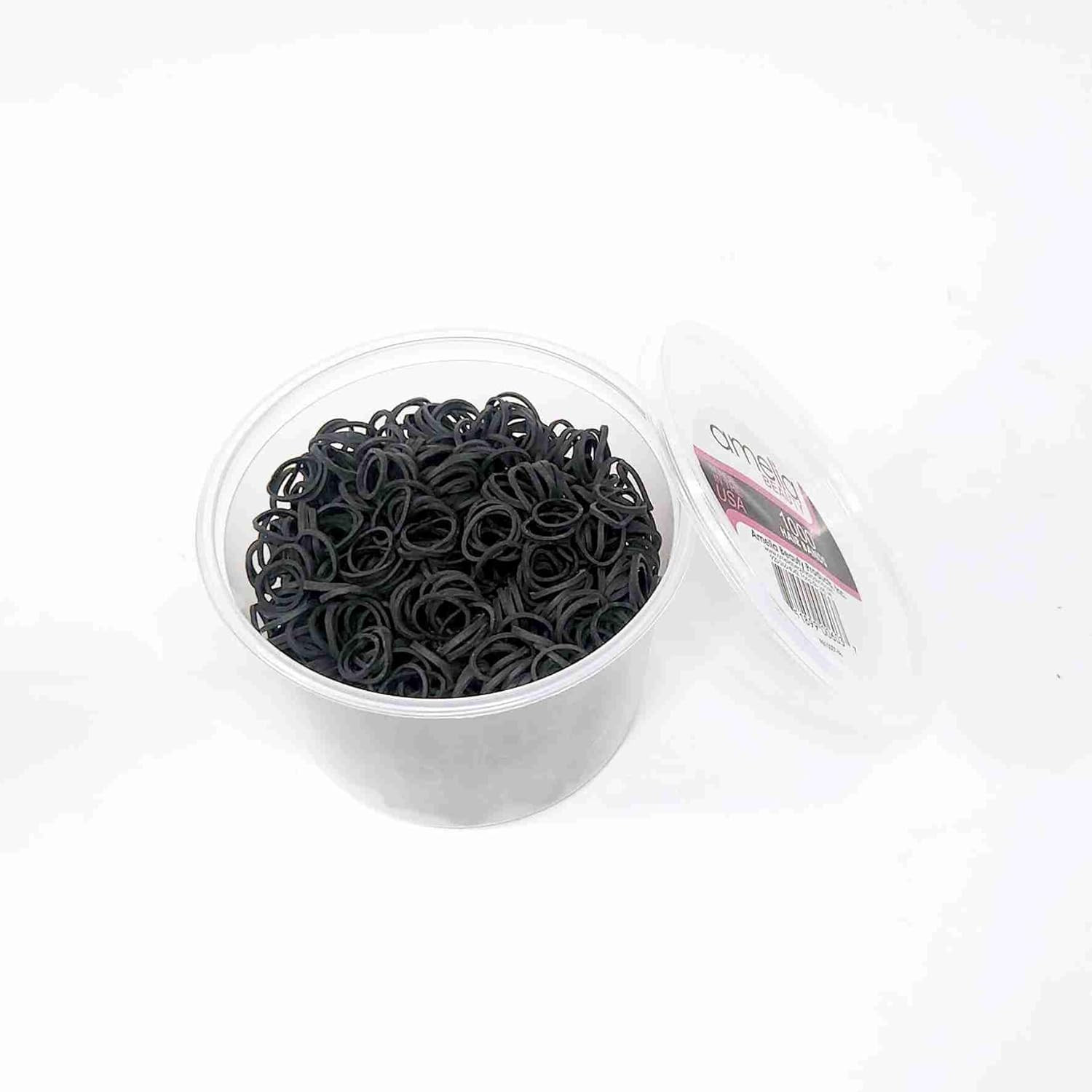 Amelia Beauty | 1000 Count 1/2″ Rubber Bands | Premium US Made Black