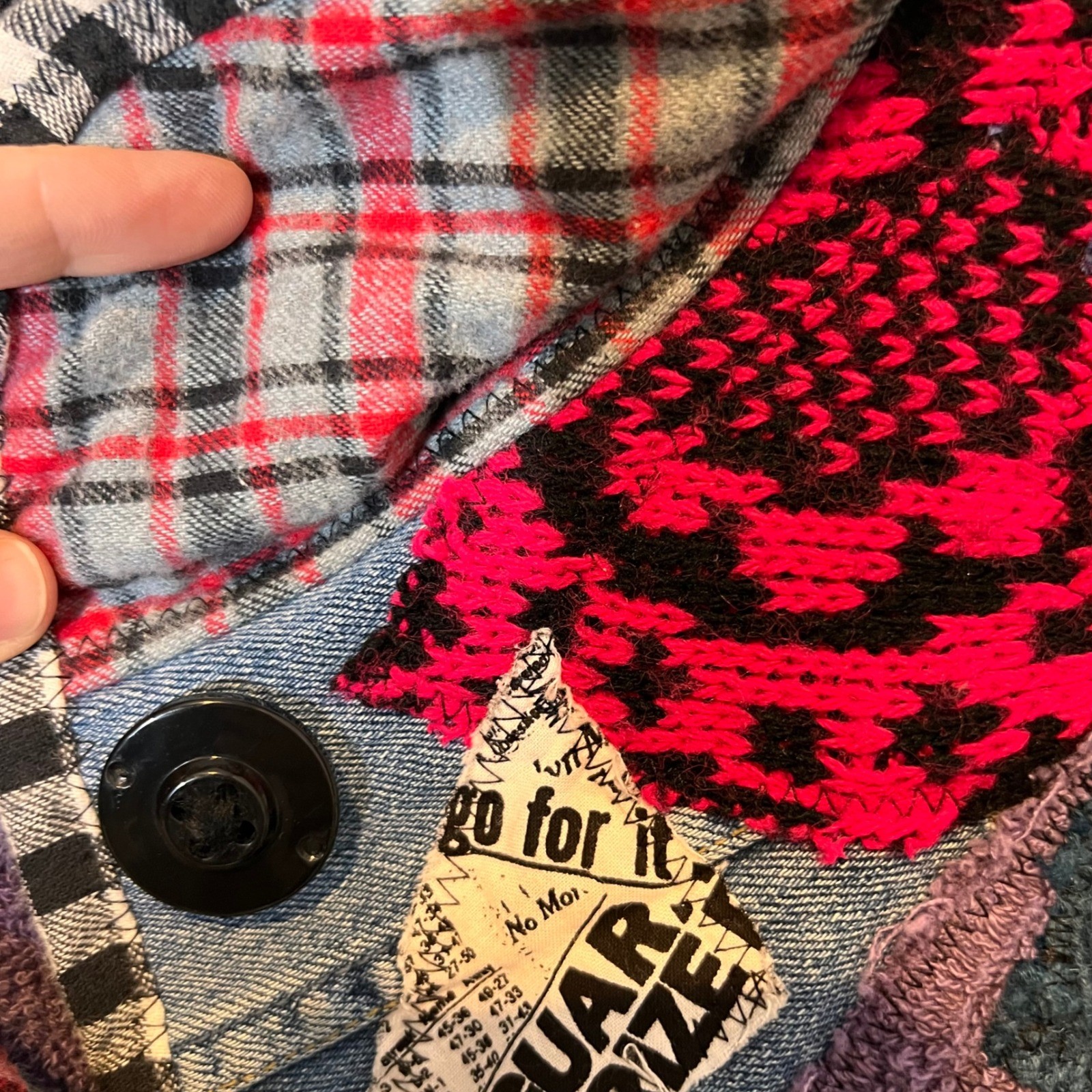 Patchwork Art To Wear Jacket Unique Colorful (LG) Handmade One Of A Kind Coat