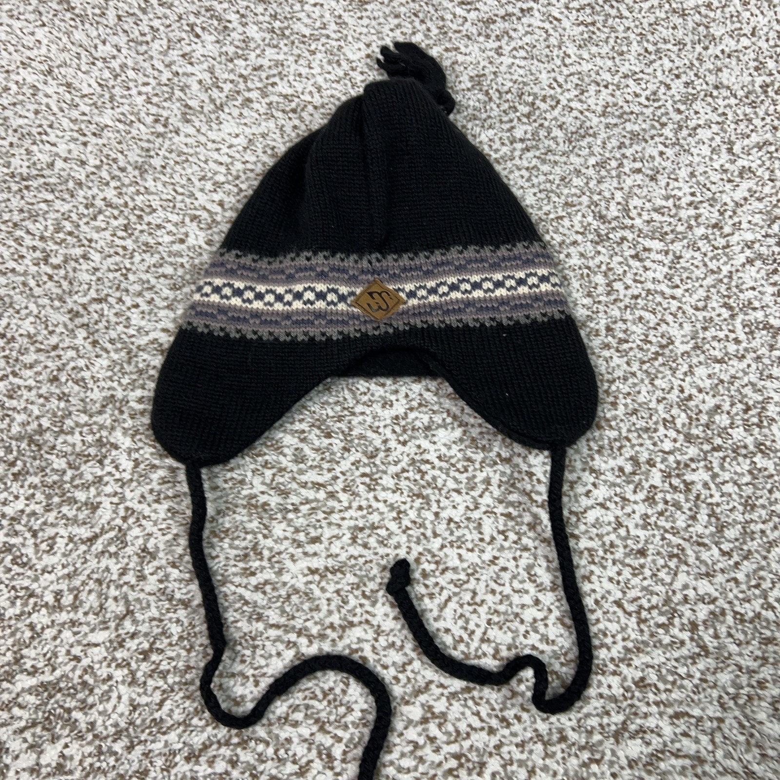 Merkley Headgear Hat Trapper Mens One Size Black Wool Ear Flap Lined Ski Outdoor
