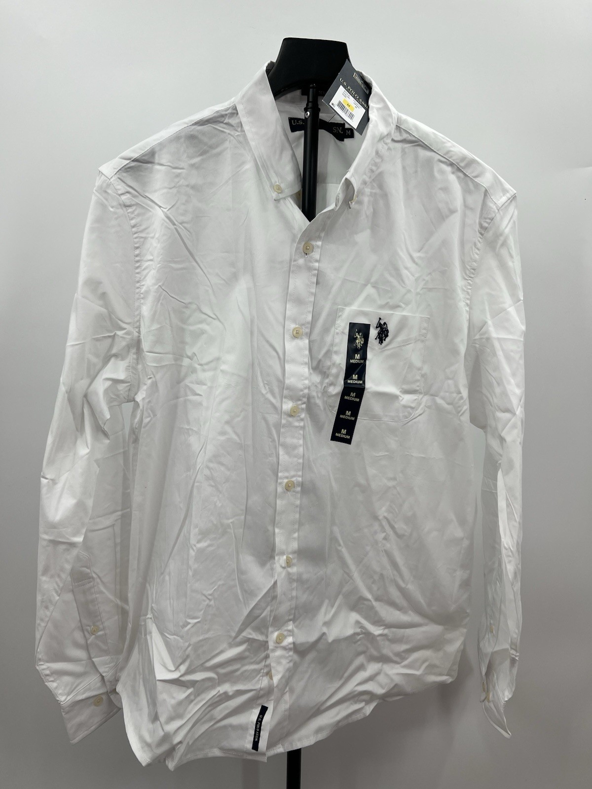 US Polo Assn Mens Oxford Shirt White Long Sleeve Button Down Pocket NWT – Size M