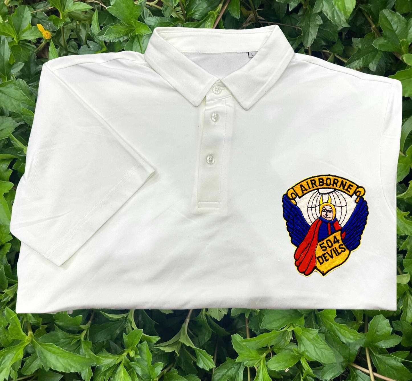 504th airborne infantry regiment embroidered patch polo shirt
