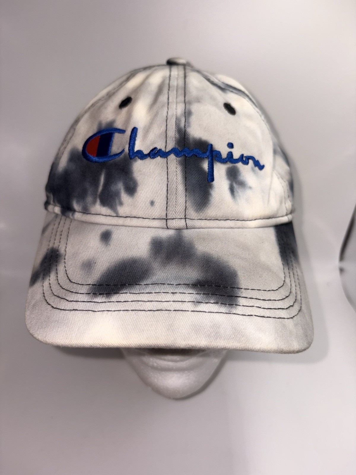 Champion Black & White Charcoal Gray Tie Dye Adjustable Strap Unisex Hat Cap