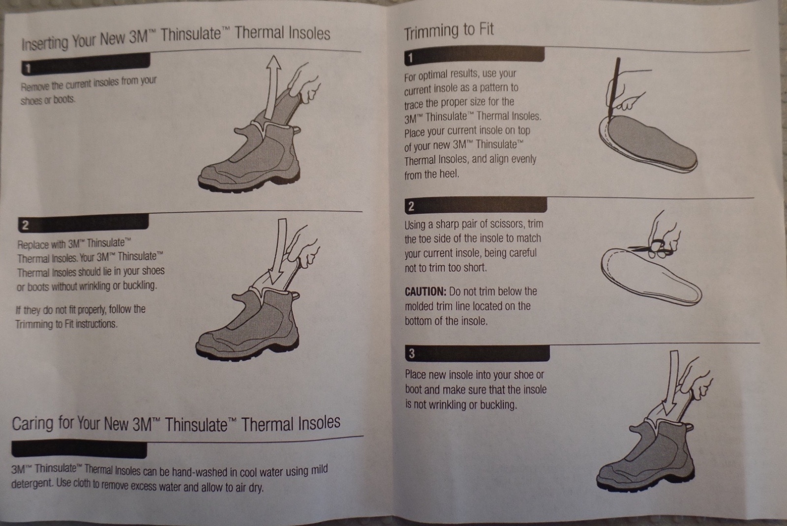 3M Thinsulate Thermal Replacement insoles mens Small 5-6 Woman’s 7-8