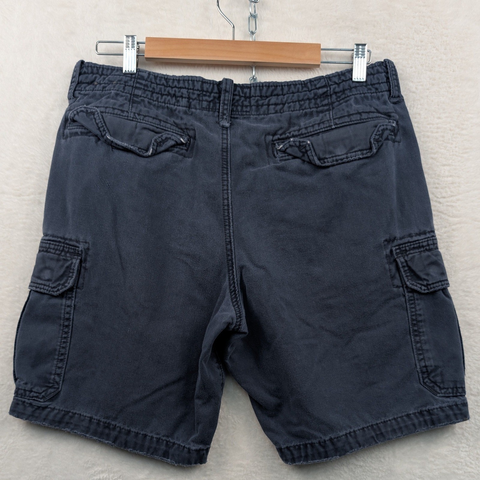 VTG Hollister Cargo Shorts Men’s 34 Navy Blue 9″ Beach Utility Rugged Hiking Y2K