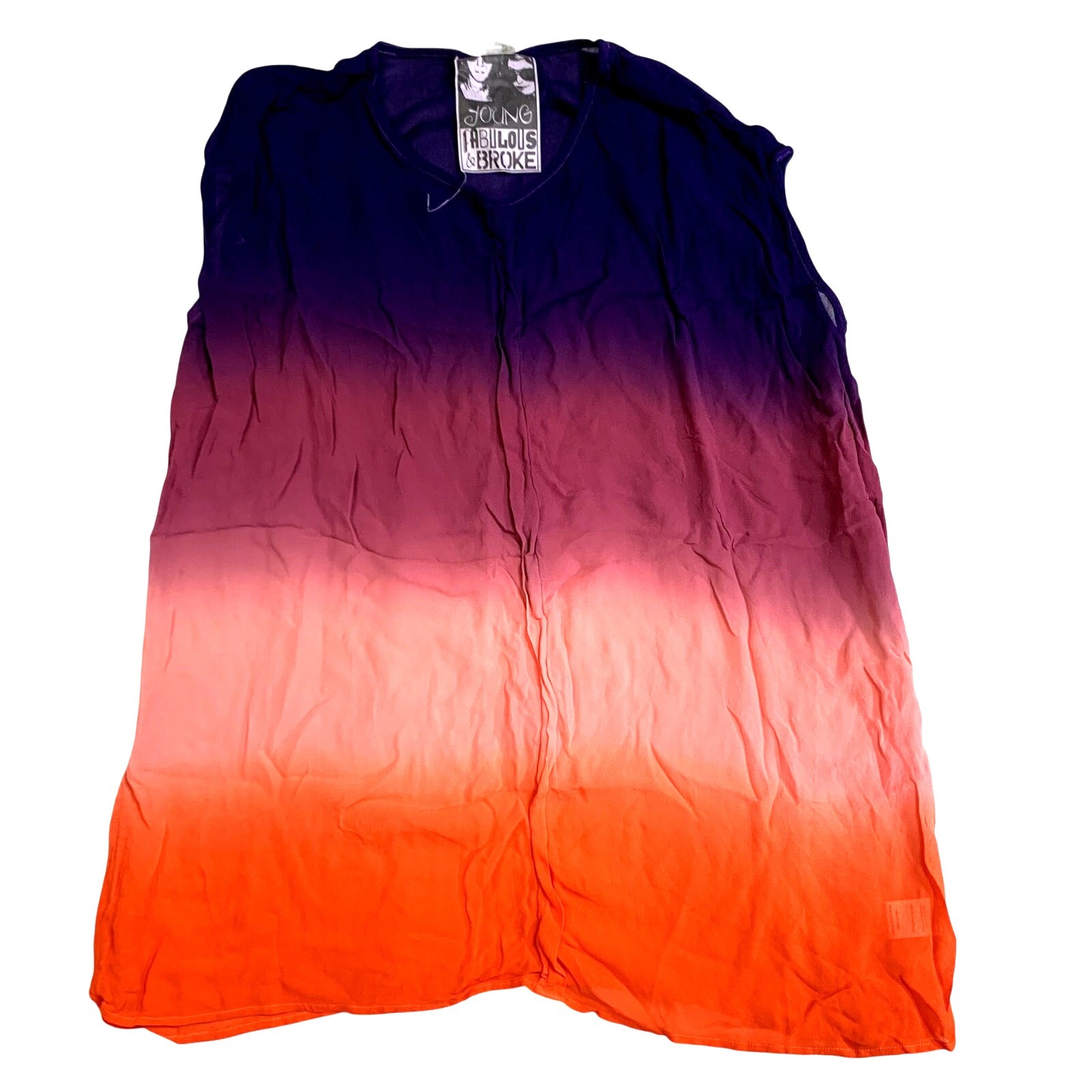 Young Fabulous & Broke Ombre Maxi Tank Boho Sunset Orange Purple