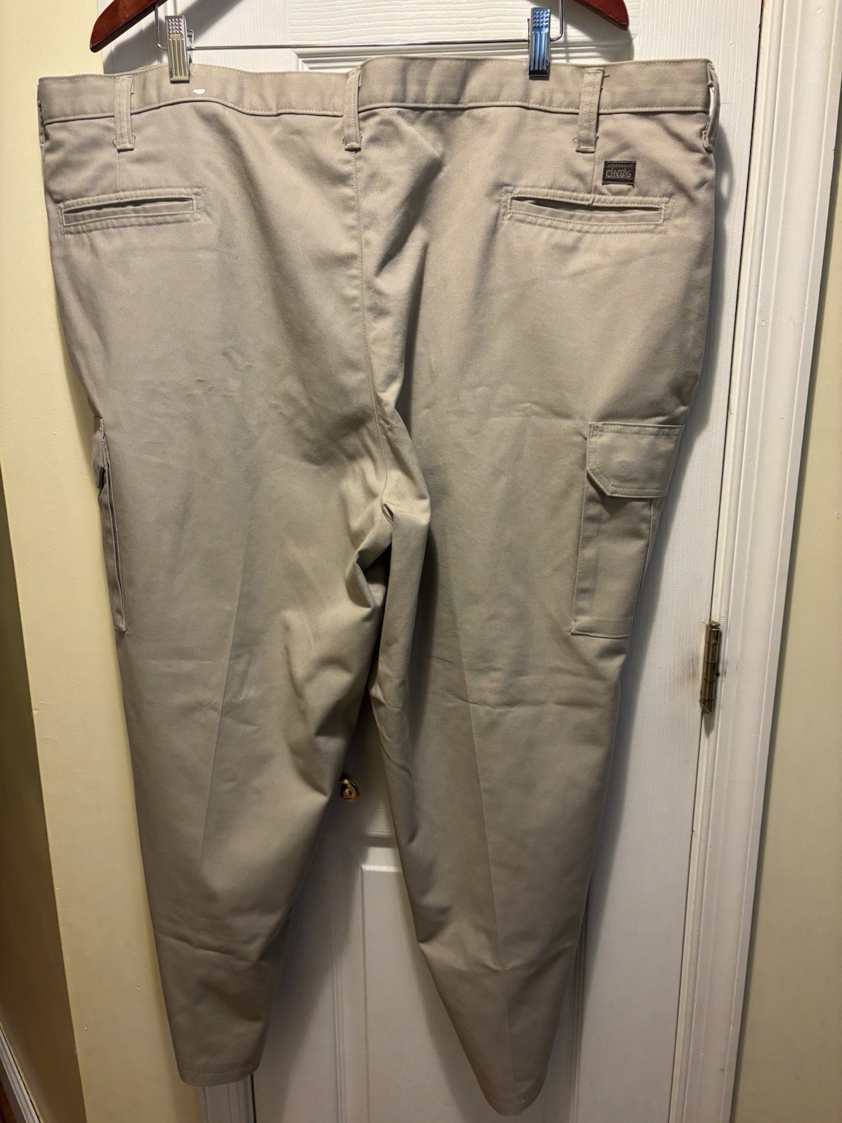Cintas Comfort Flex Beige Cargo Work Pant Size 48 #270-62 Relaxed Fit Polyester